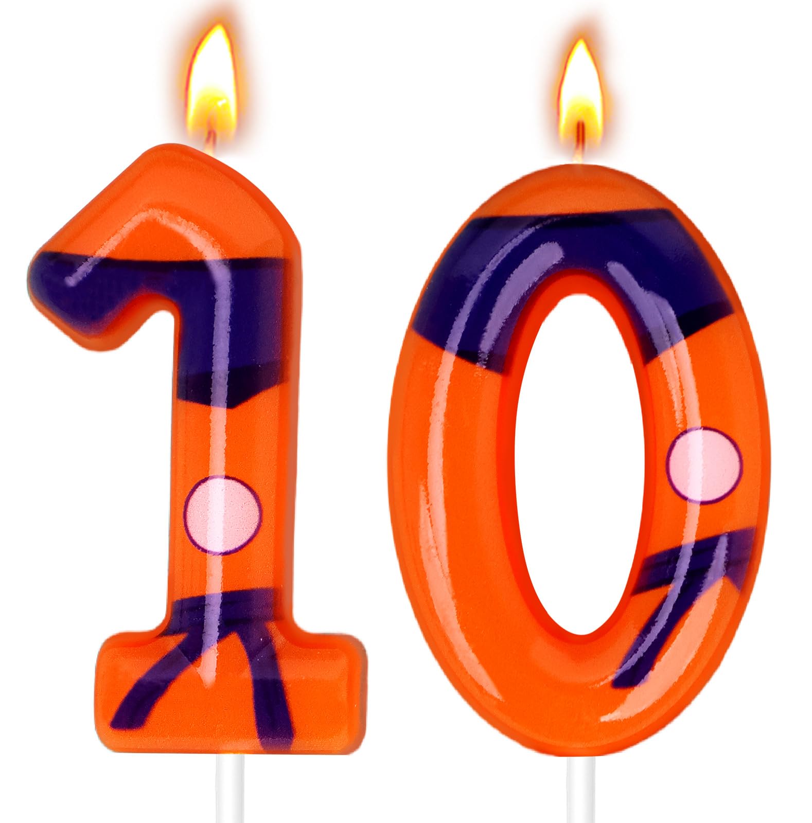 Anime Orange Birthday Candles, Number Candles for Birthday Party Cake Decoration Supplies (Orange, Number 10)