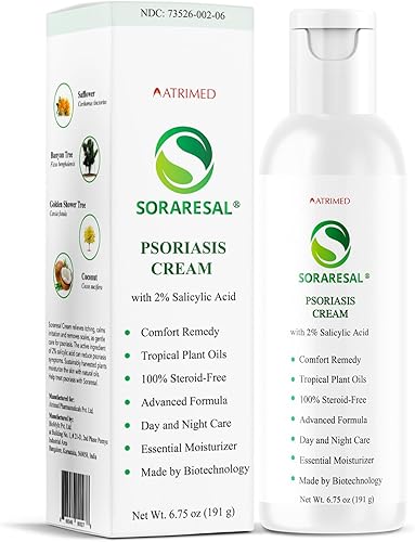 SORARESAL Crema para la psoriasis - Remedio cómodo con aceite de cártamo, aceite de coco y ácido salicílico - Crema para eccema para picazón, piel