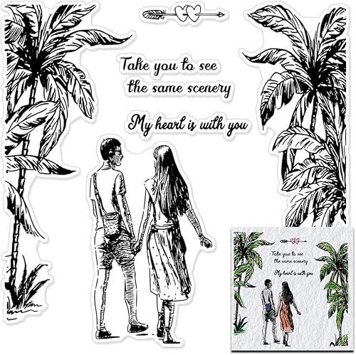 Sellos transparentes de flores para el día de San Valentín para hacer tarjetas, fondo de cisne, palabras de corazón, marco de encaje, sellos de goma