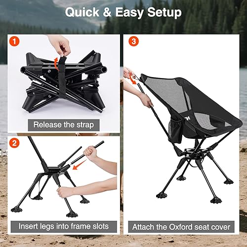 Miniatura 5 de Silla de camping plegable - Silla portátil ligera y compacta para exteriores, mochilero, senderismo, playa