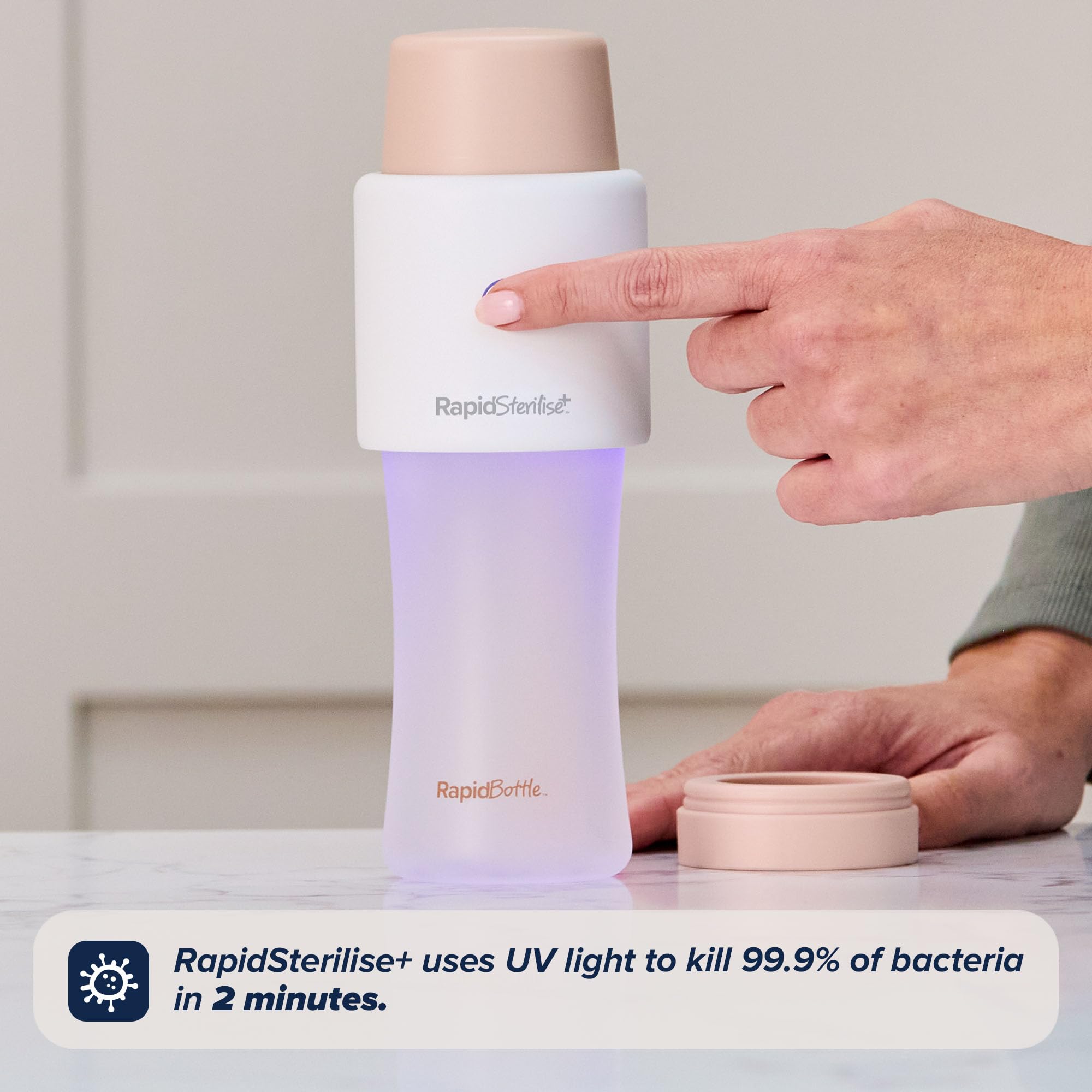 Nuby RapidBottle - Confezione da 2 biberon in vetro anti-coliche, con tettarella in silicone rivestito in silicone, alimentazione rapida, senza microplastiche, sterilizzazione rapida, 255 ml, colore