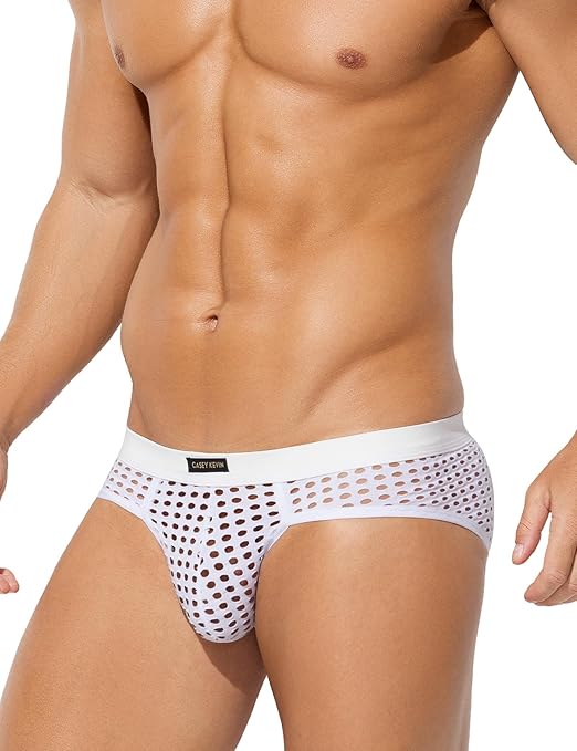 Casey Kevin Mens Mesh Briefs Breathable See Through Fishnet Underwear Low Rise Sexy Panties for Men Casey Kevin Men