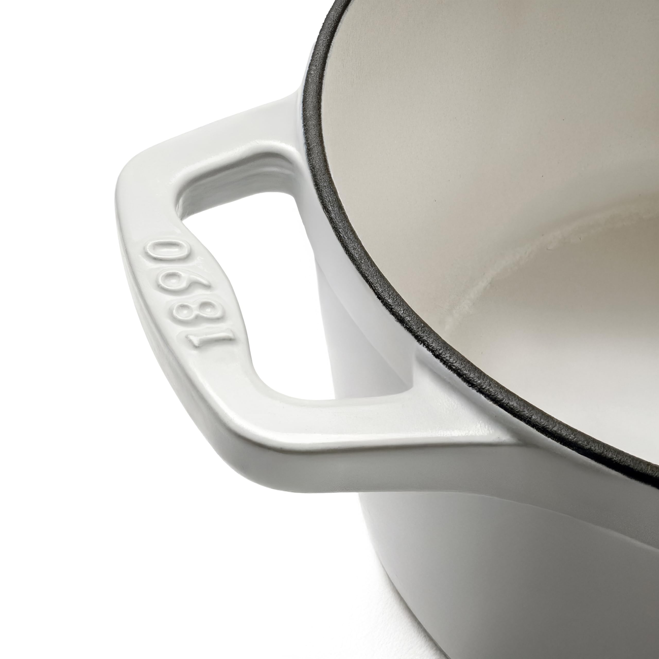 IENA36 - Cacerola de hierro fundido esmaltado, capacidad 7,7 L, color beige, compatible con todos los fuegos, inducción, gas, eléctrica, parrilla, horno, tapa fundida, ideal