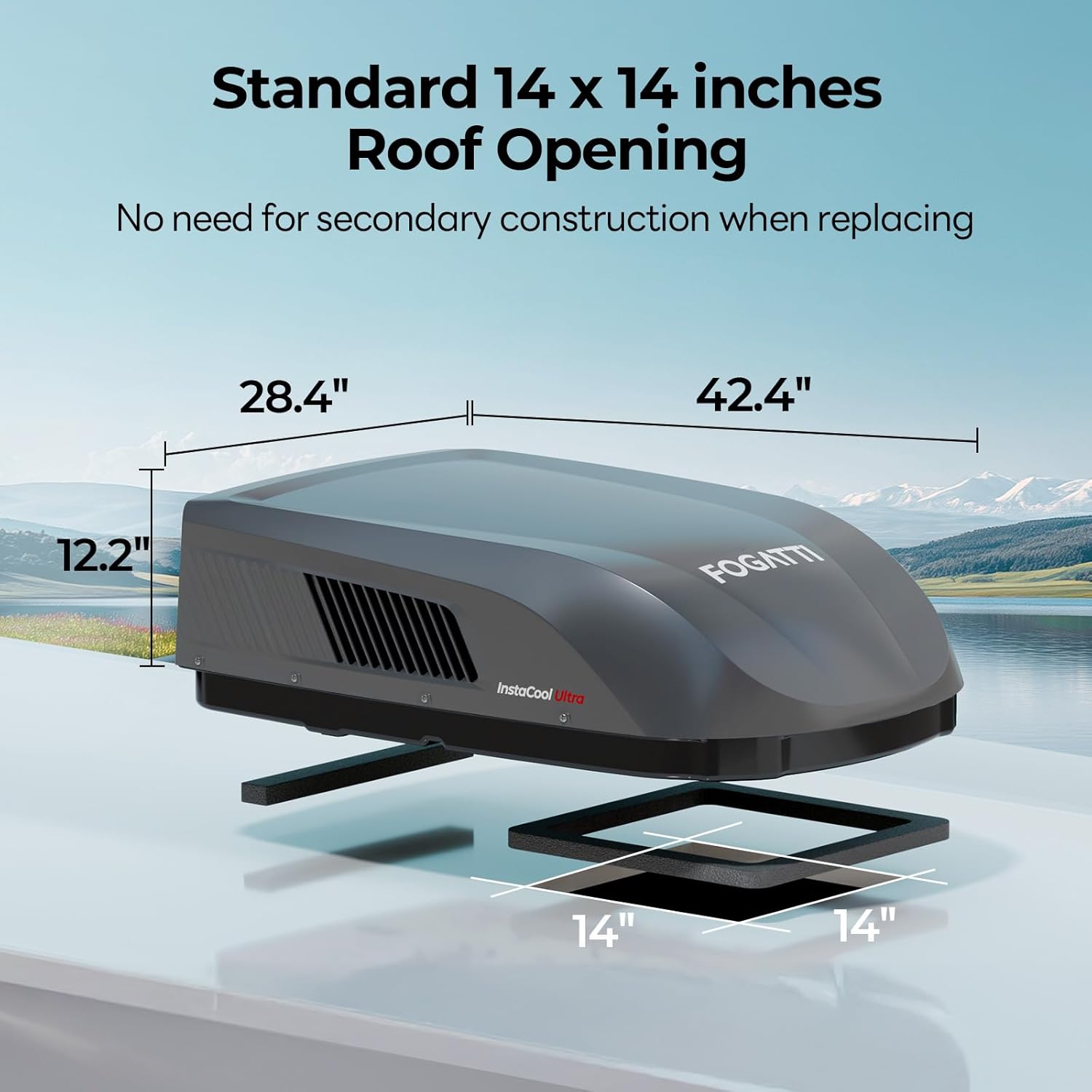 FOGATTI RV Air Conditioner 16K BTU, with Heat Pump and Cooling, with WiFi and Remote Control, Quiet AC, Low Profile Rooftop AC RV Easy Install Non-Ducted, White, InstaCool Ultra