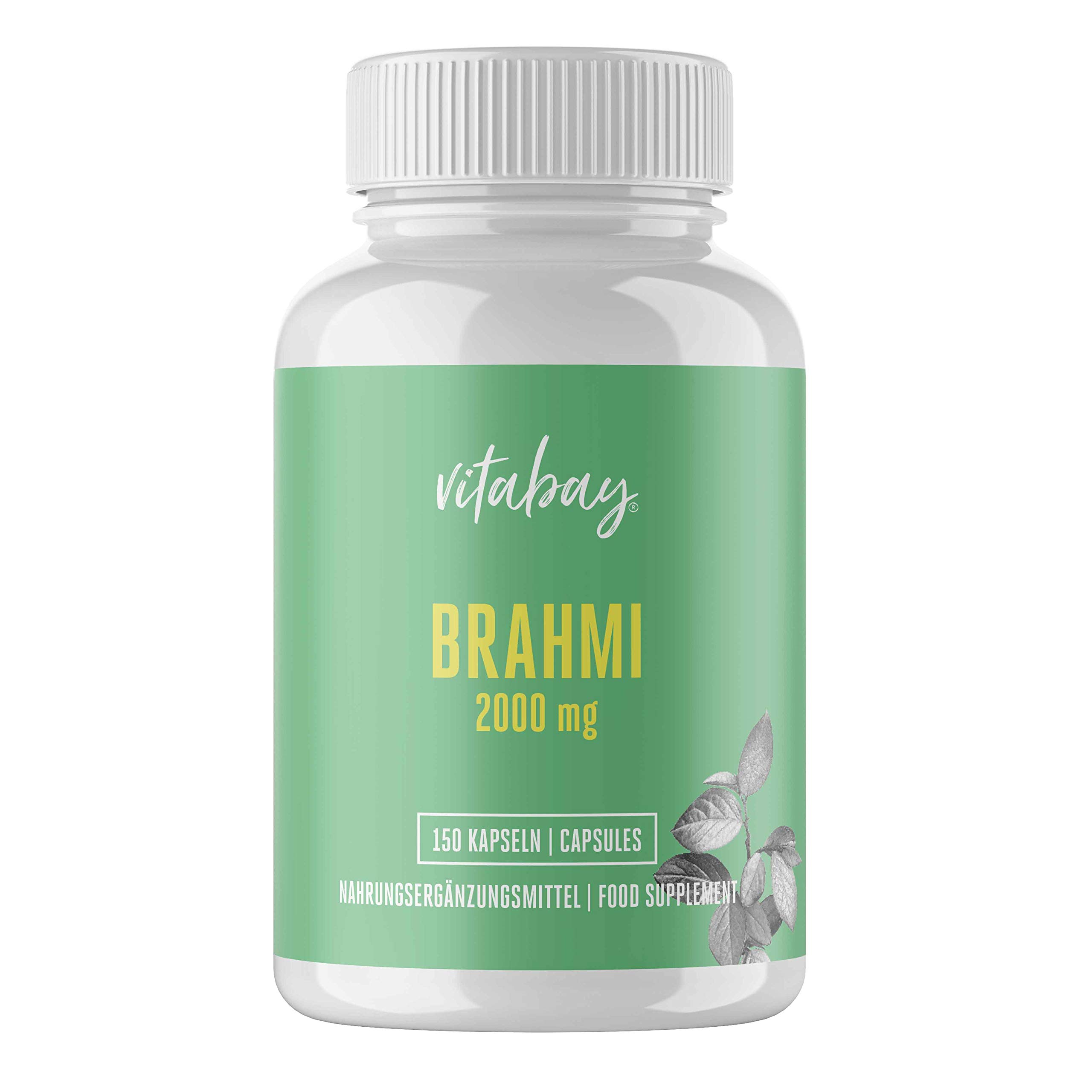 Vitabay Brahmi • 2000 mg pro Kapsel • 150 vegane Kapseln • Bacopa Monnieri • Kleines Fettblatt • Ayurvedische Kräuter