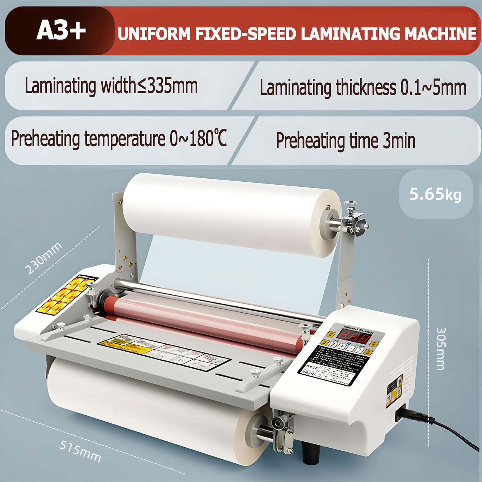 Laminatore Commerciale A3 A Caldo E Freddo, Macchina Laminatrice Automatica Led, Laminazione Singola E Doppia Faccia, Spessore Regolabile 0,1‑5 Mm A
