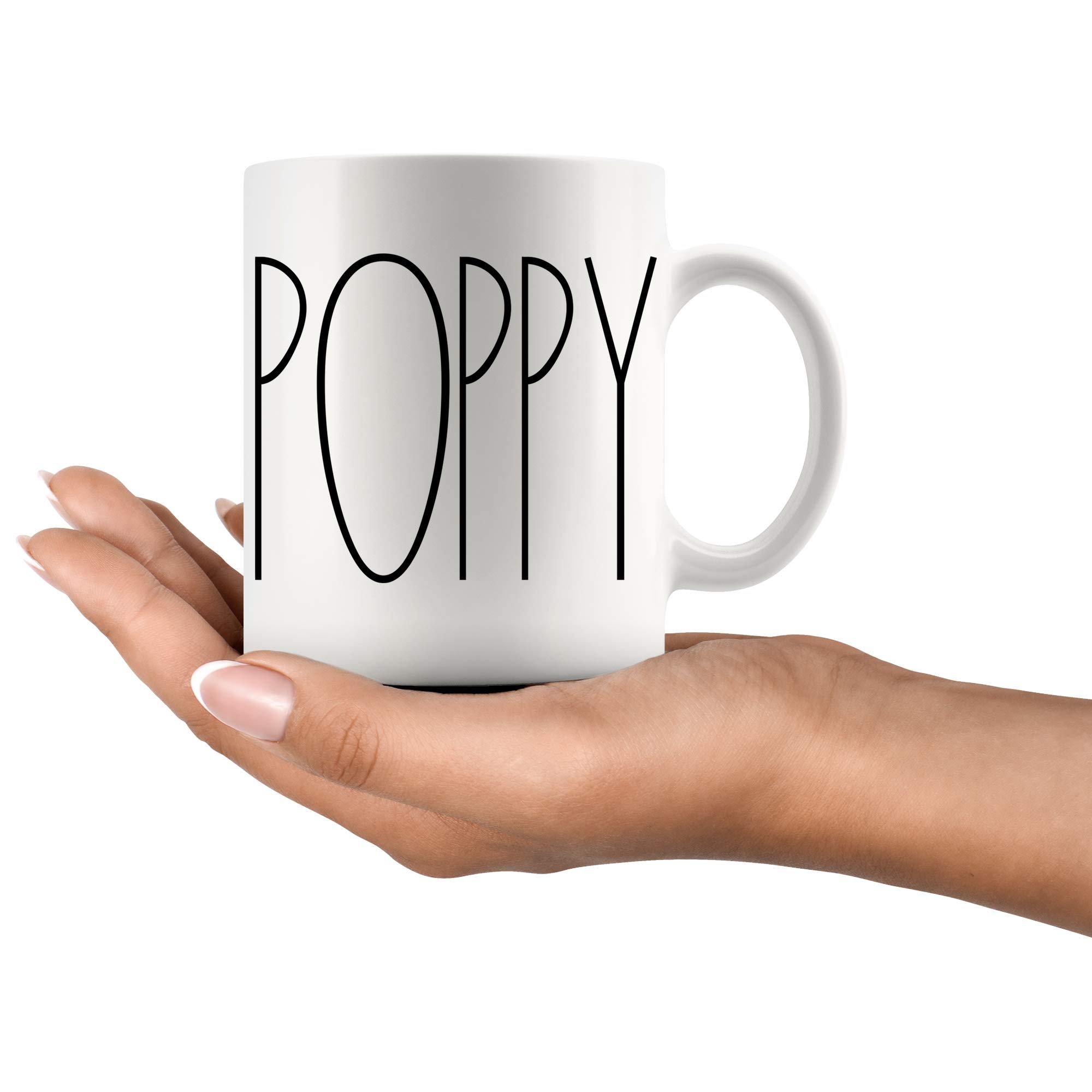 Rae Dunn Style Ceramic Coffee Mug, 11oz - "Best Poppy Ever" Gift For Dad, Christmas, Birthday