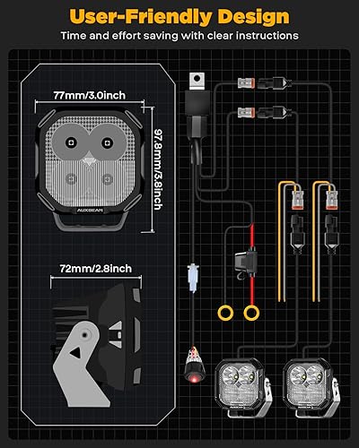 Miniatura 26 de Auxbeam XP-Ultra Series Hyperspot LED Pods, 3 pulgadas, 80 W, luces todoterreno de haz puntual de 9600 lúmenes, blanco ámbar, doble color, foco