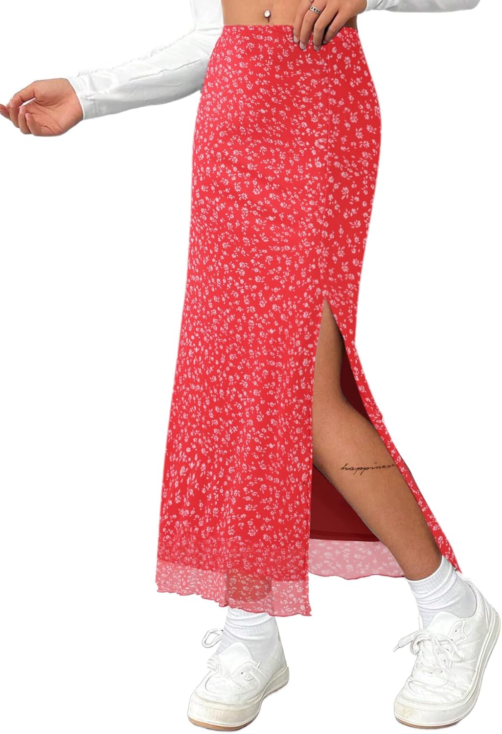 Avanova Women's Mesh Slit Split Long Skirts High Waisted Sexy Summer Maxi Skirts - Image 2