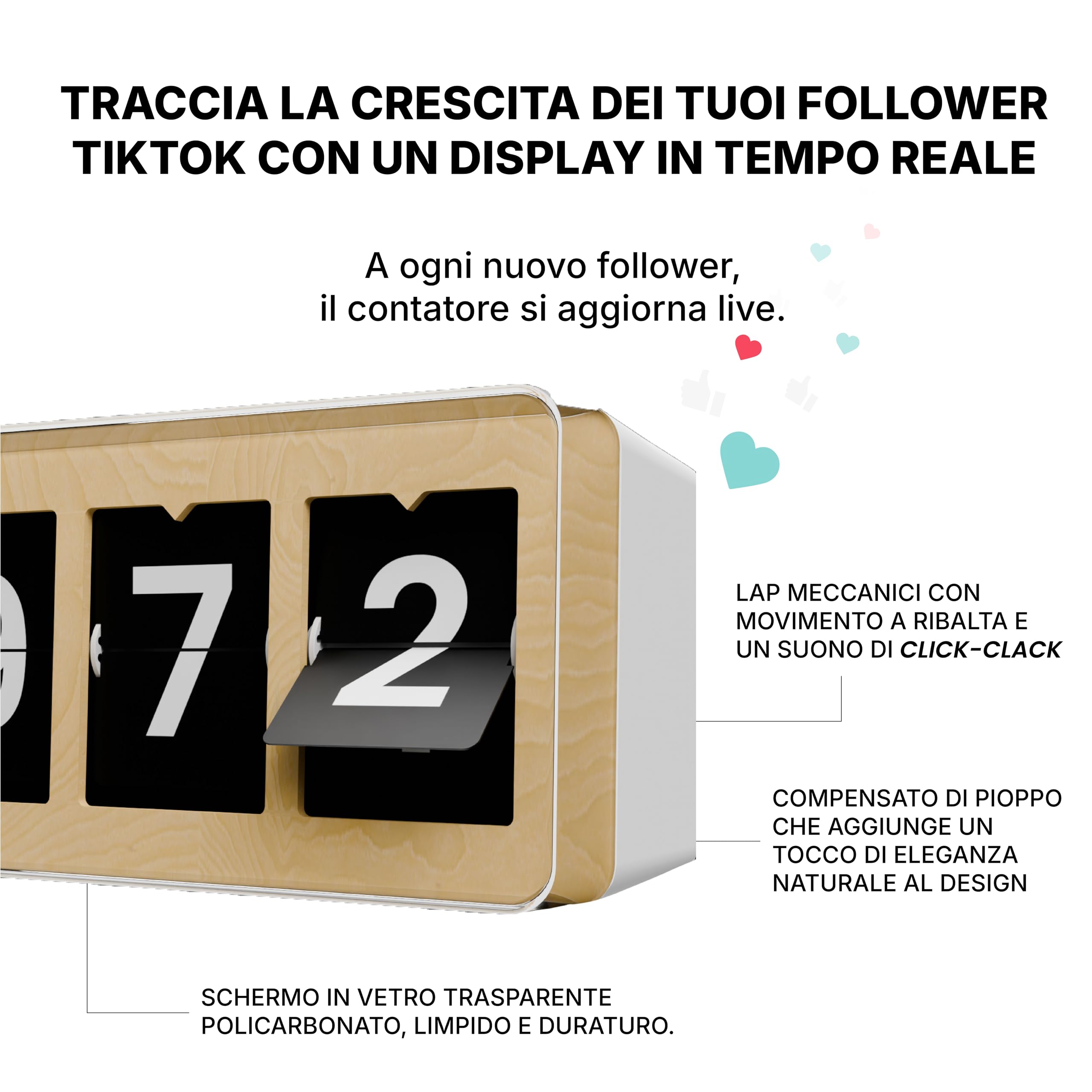 Contador de seguidores de TikTok - Pantalla de solapa dividida en tiempo real - Aumenta los seguidores y el compromiso - Para creadores, tiendas y más - Wi-Fi y punto de acceso - Fácil