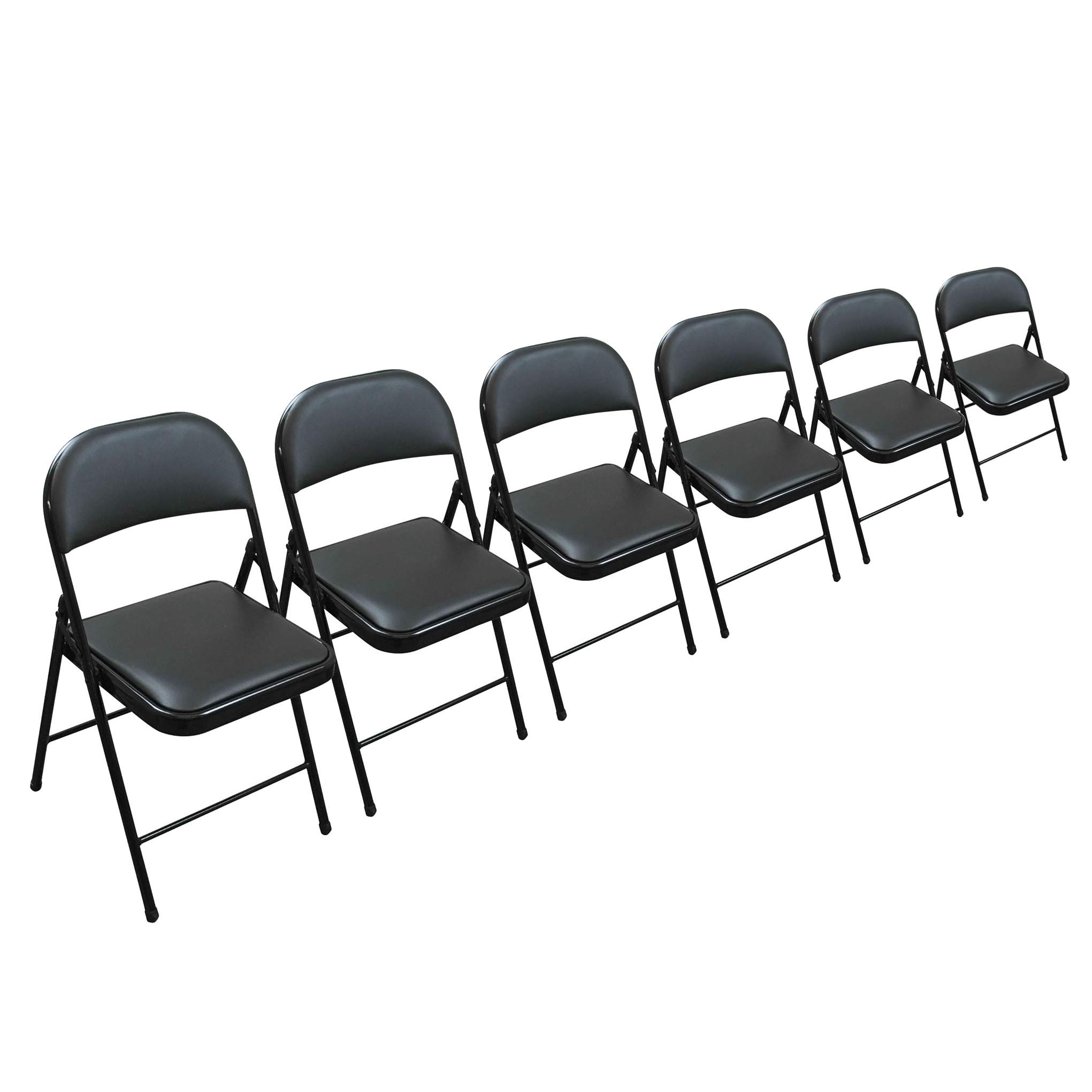 TekBox Folding Faux Leather Chair - Strong Steel Event Hall Seating or Temporary Seat for Guests and Desks (6, Black) — image 1