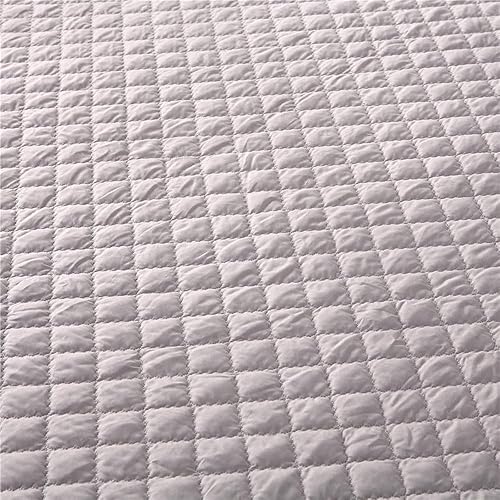 Miniatura 9 de Sábana bajera acolchada gruesa y lisa, suave, pesada, antideslizante, funda protectora para colchón de cama (individual, gris)