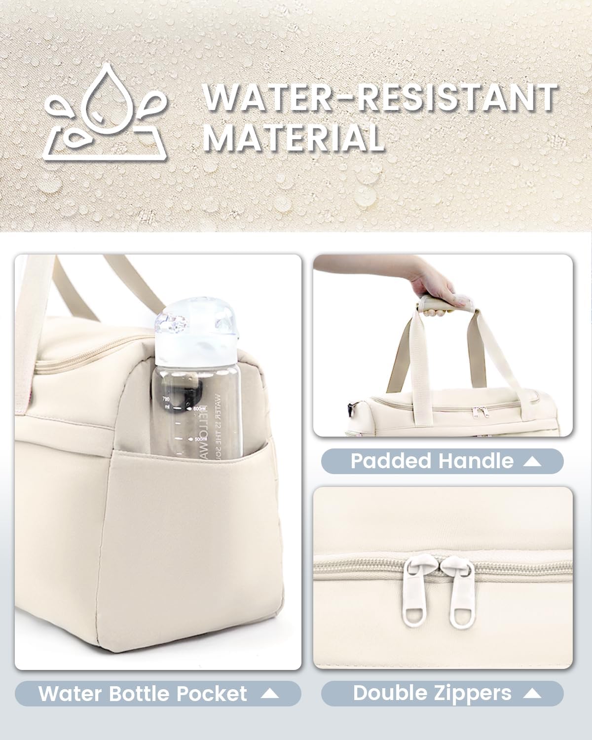 For Spirit Airlines Personal Item Bag 18X14X8 Carry On Travel Duffle Bags for Airplanes Women Men with Wet Pocket Weekender with Shoe and Toiletry Bags, Beige - Image 7