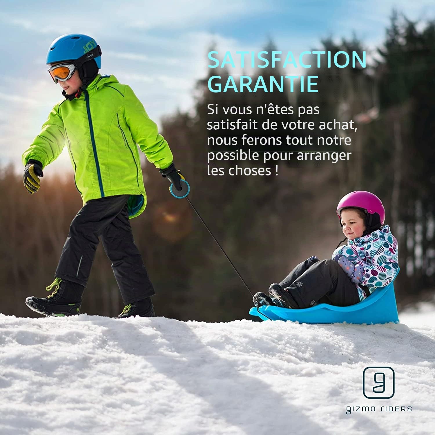 Gizmo Riders Luge Bob pour bébé de 6 mois à 3 ans - Luge pour enfants avec ceinture de sécurité - Toboggan en plastique