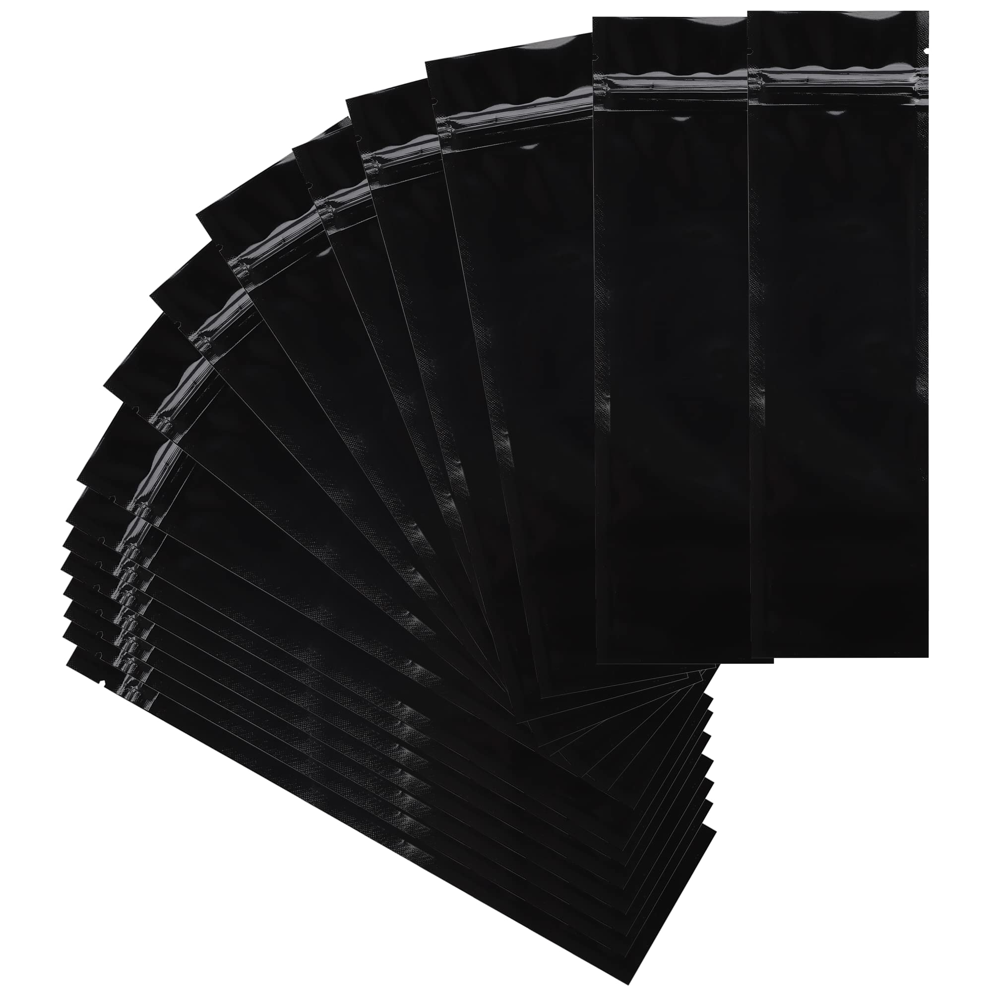 Syringe Barrier Mylar Bags Reclosable Heat Seal Zipper Dragon Chewer Baggies 2.5 x 9 inches - 100 pcs (Gloss Black/Gloss Black)