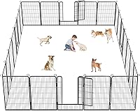 Vista 11 de Corralito para perros, 40 pulgadas de altura, 38 paneles de valla resistente para perros con puerta, corral de ejercicio antioxidante para perros