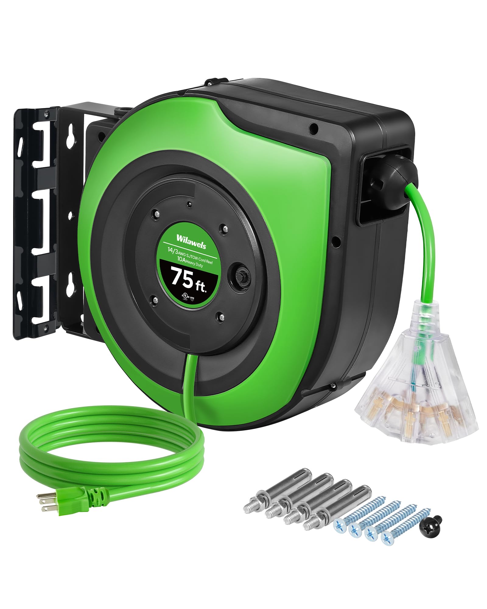 Mounted Retracable Rope Snapklik.com : Retractable Cord Reel, 75 FT Heavy Duty Extension Cord ...