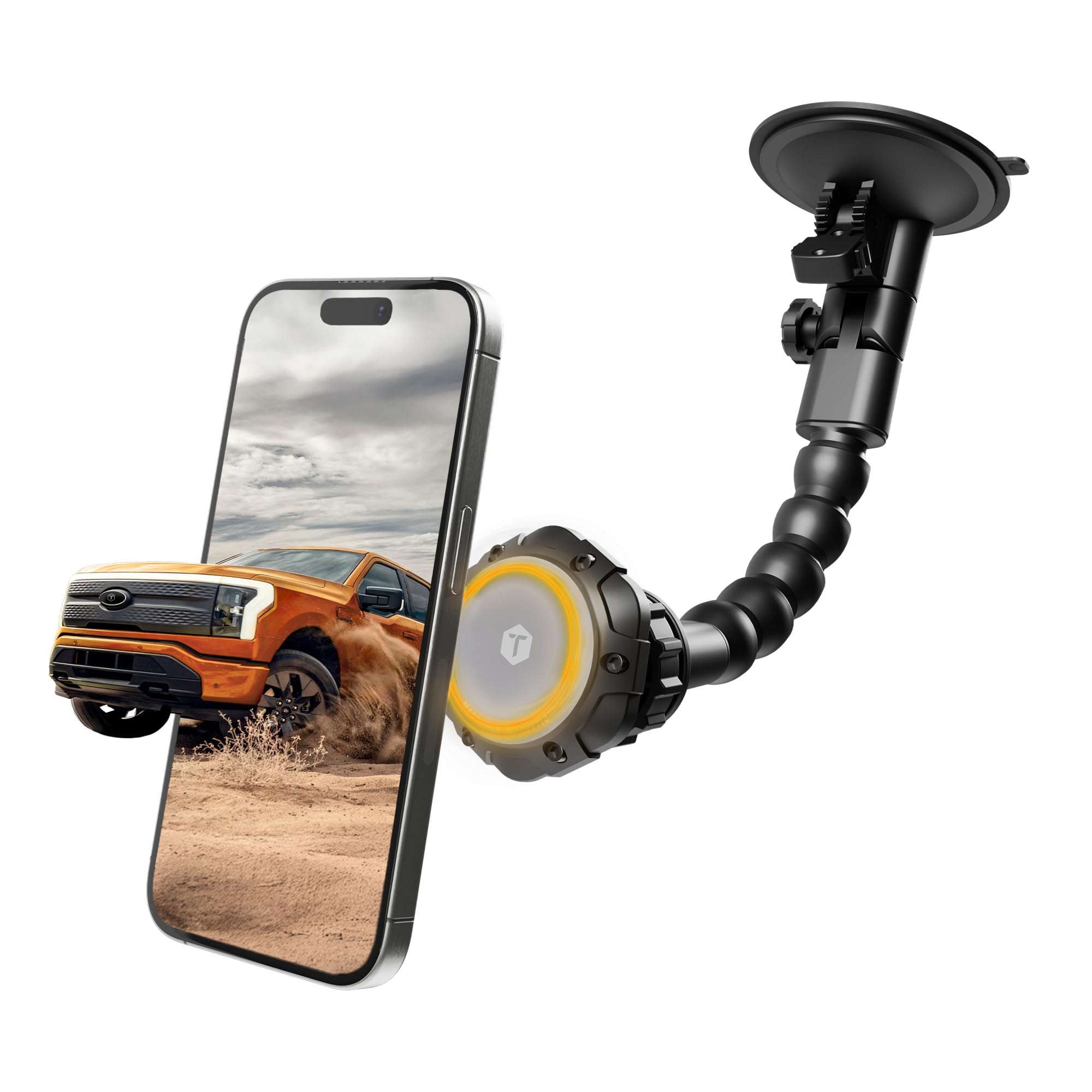 ToughTested MagTough Python MagSafe - Soporte magnético para coche, salpicadero y parabrisas, con ventosa de bloqueo de presión para iPhone 17 Pro Max 16 15 14 13 12