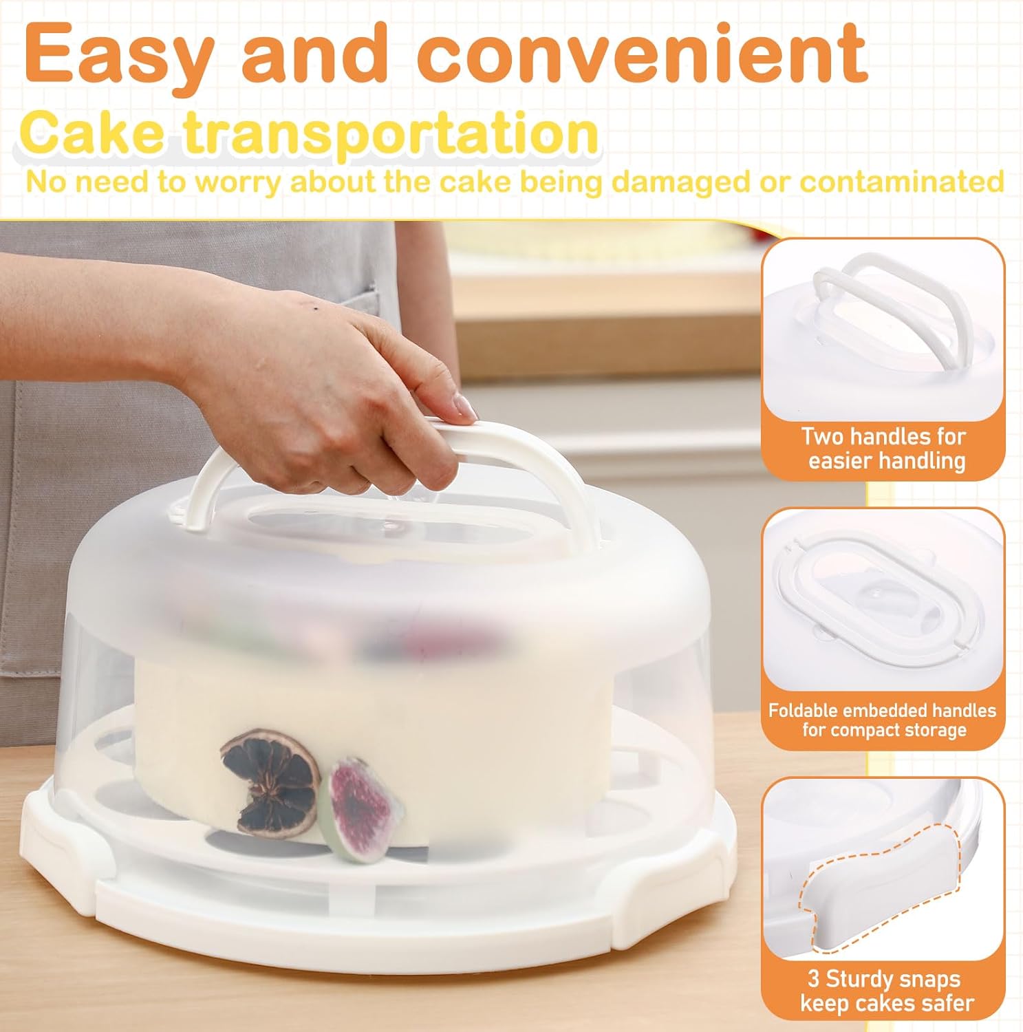 10 Inch Cake Pan Nonstick with 12 Inch Cake Carrier Container for Easy Transportation Carbon Steel Fluted Tube Round Baking Pan Mold for Oven, Jelly Mold, Flan, Gelatin, Chocoflan - Image 4