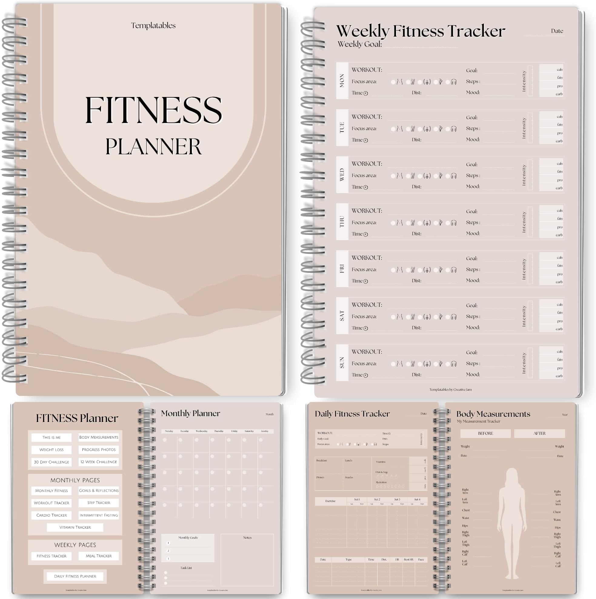 3 Month Fitness & Workout Planner for Women | Gym Journal, Weight Loss Tracker, Meal Planner, Self Care Habit Tracker - A5 Lux