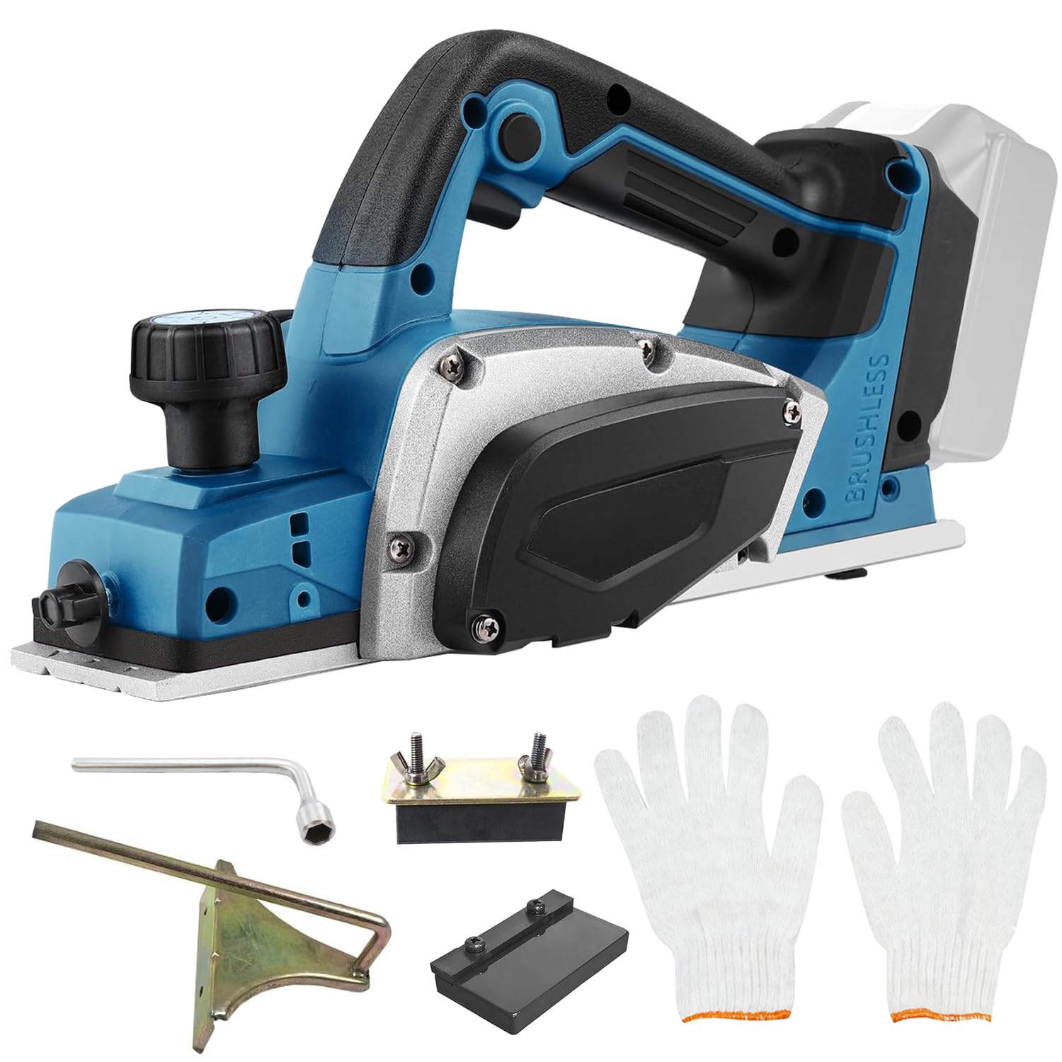 Cepillo eléctrico para madera, cepillo inalámbrico compatible con Makita 18 V batería, 15000 rpm cepilladora para trabajar la madera de puertas y muebles de casa (sin batería ni cargador)