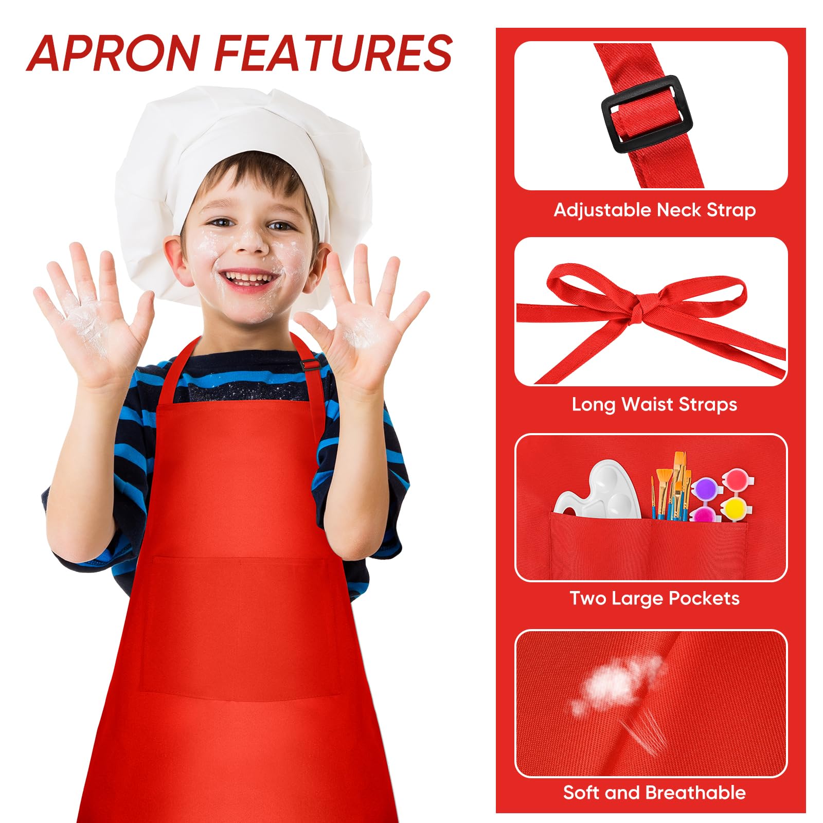 NACHLYNN 10 Pieces Kids Apron Adjustable Toddler Apron with 2 Pockets Kids Painting Aprons for Kids Painting Cooking Baking Crafts Activity (Multicolor) - Image 3