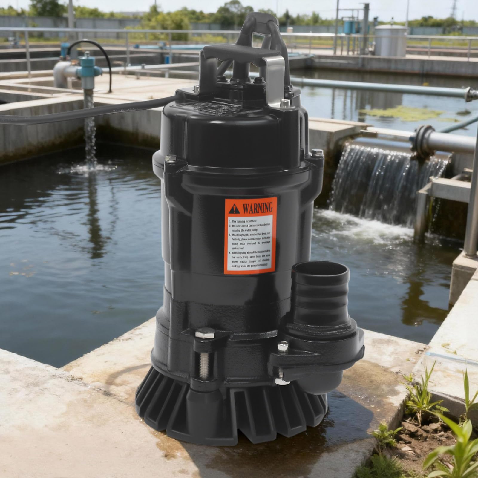 Bomba de agua sucia 16 m³/h, altura máxima de extracción 15 m, bomba sumergible para agua sucia clara y sucia, interruptor de flotador, asa de 550 W