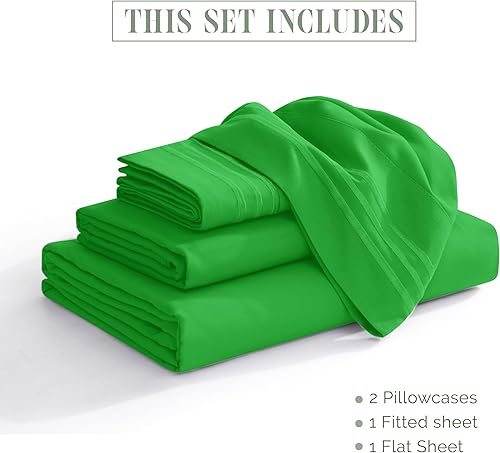 Vista 208 de Elegant Comfort - Juego de sábanas de 3 piezas de lujo de 1500 hilos, calidad egipcia, Microfibra, Blanco, Completo