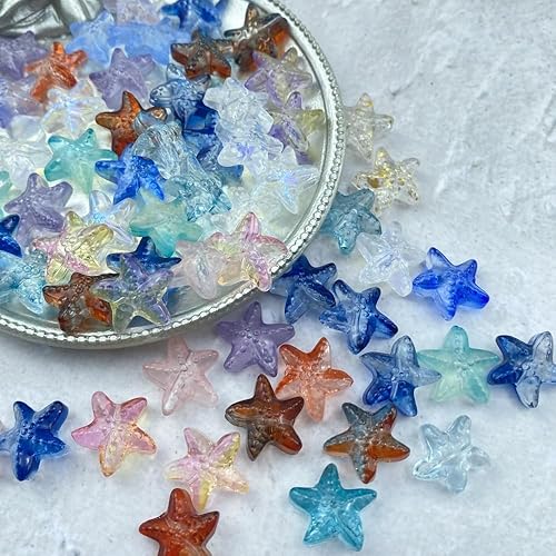 Miniatura 3 de 60 cuentas de cristal de estrella de mar para hacer joyas, cuentas espaciadoras de vidrio de estrella de mar para aretes, pulseras, collares,