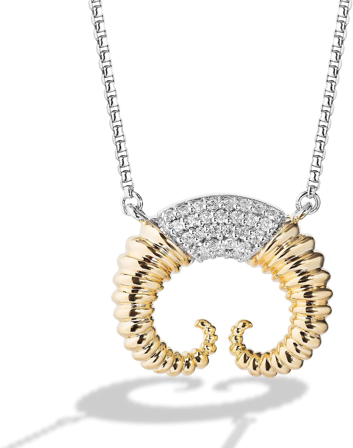 Jewelili Star Wars™ Fine Jewelry Bantha™ Women's Necklace 1/6 Ct.Tw. Diamond, Sterling Silver and 10K Yellow Gold