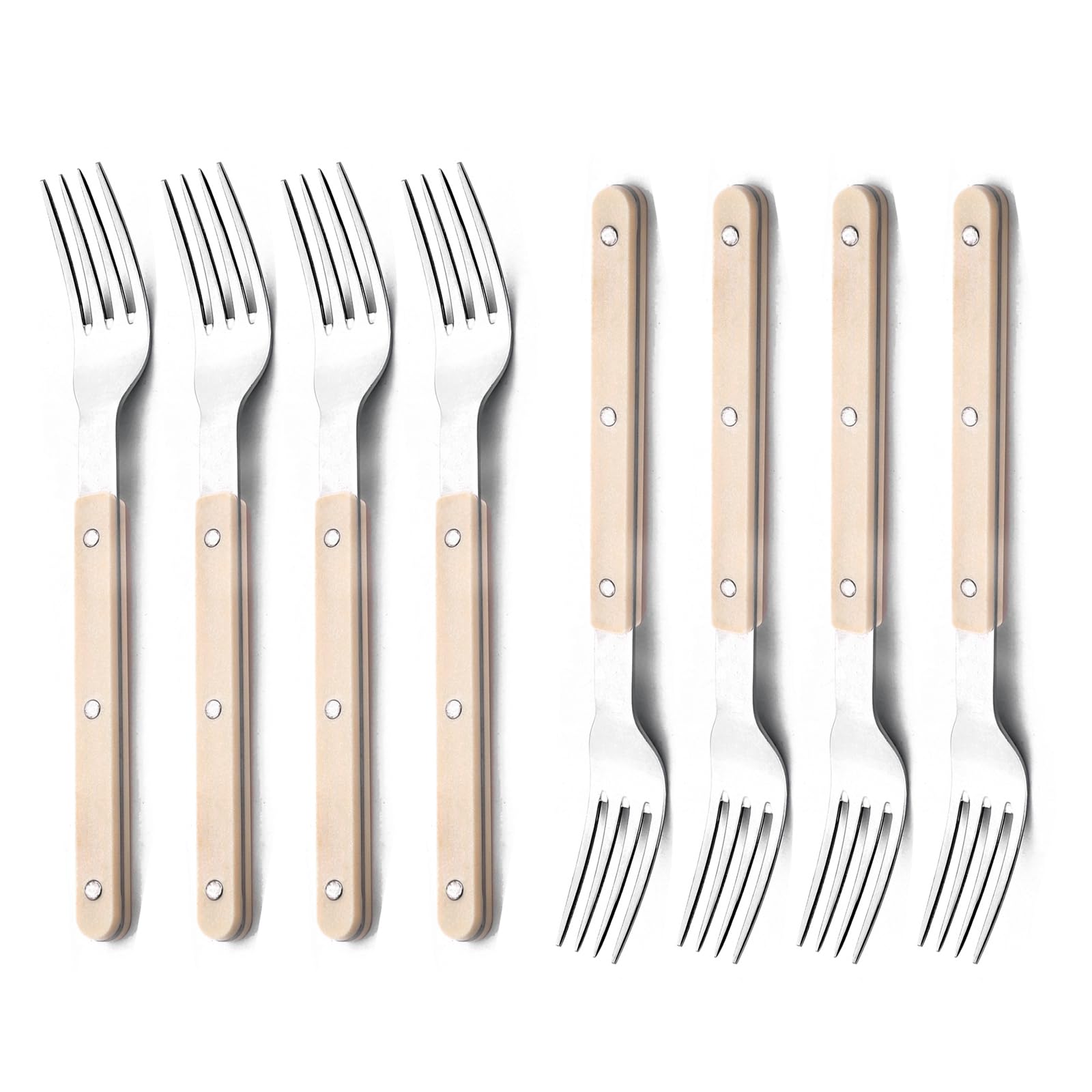 Snplowum 8-piece Dessert Forks, Cute Salad Forks Cake Forks, Vintage Style Forks Set For Bar Restaurant Home Party Wedding Table Forks, 7 Inch,White Silver