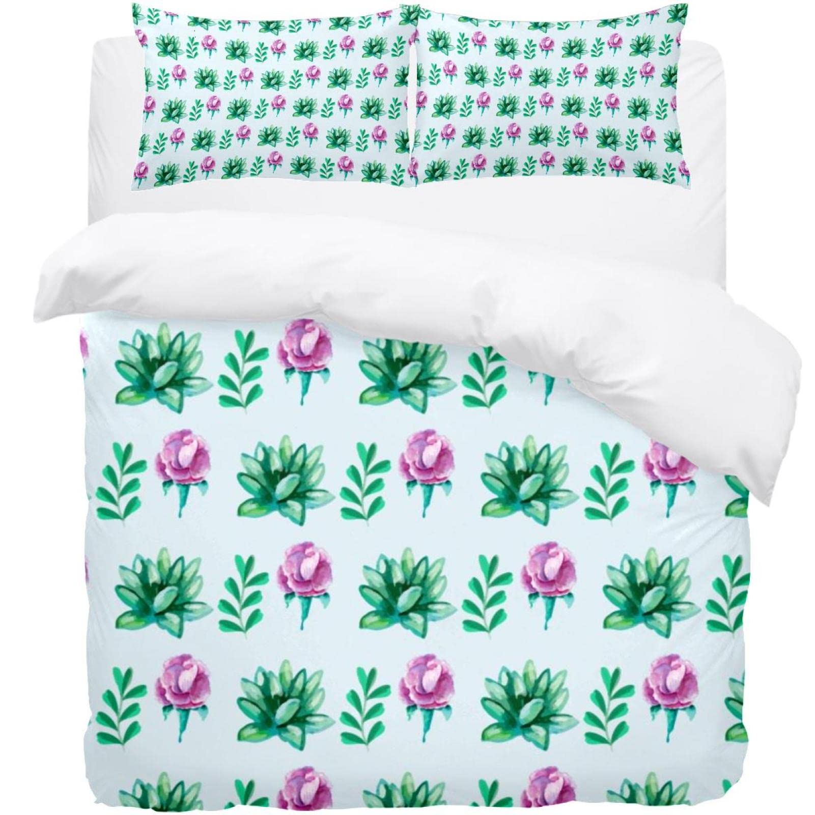 Dormez mieux avec la parure de lit motif floral vert housse et taie d'oreiller