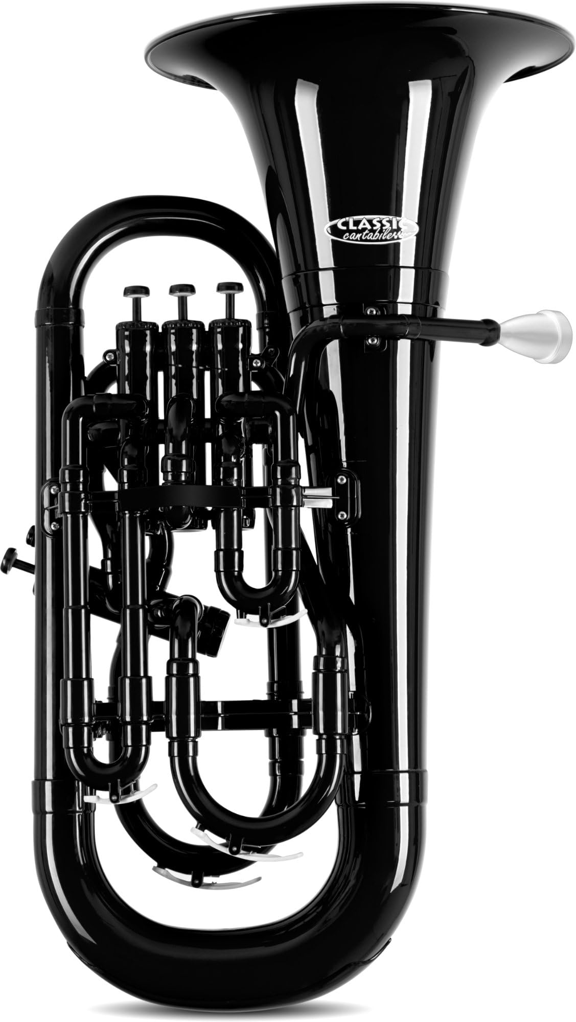 Classic Cantabile MardiBrass Euphonium Bb en plastique - 4 pistons en aluminium - seulement 2,2 kg léger - avec embouchure et housse - noir
