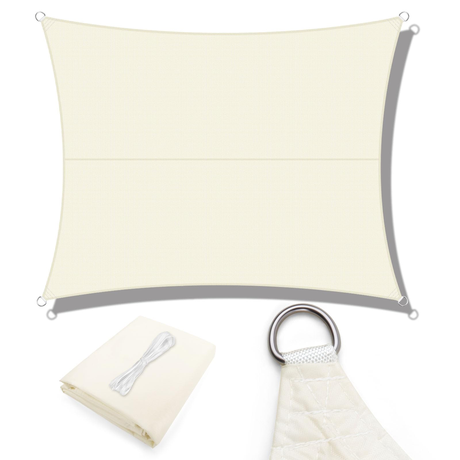 LOVE STORY Toldo Vela Rectangular 2.5x4m, Vela de Sombra Impermeable Oxford, Protección Rayos UV Toldos para Exterior Patio Jardín Terrazas, Arena — view 9