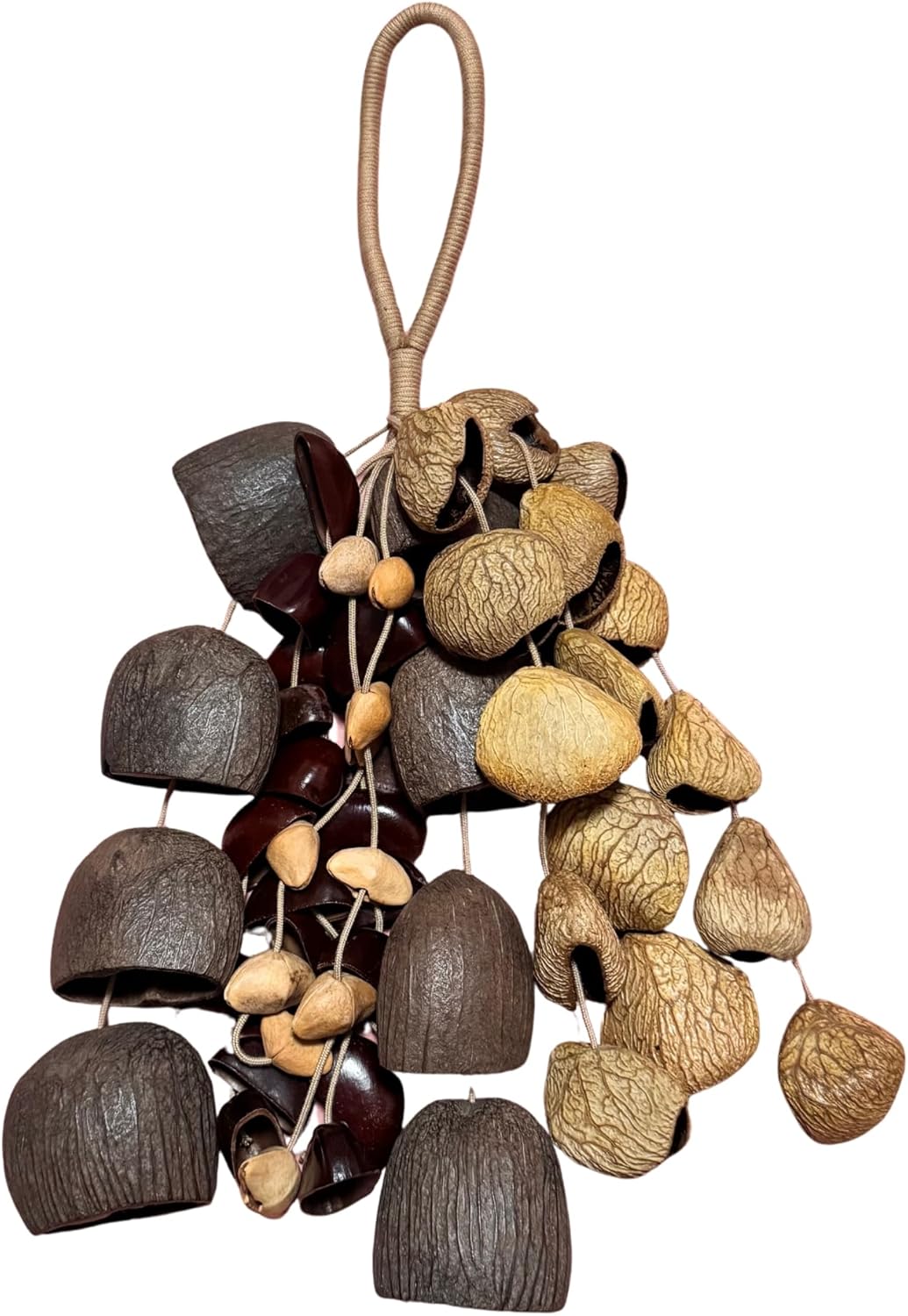 Seed Shell Hand Rattle 4 Kinds of 53 Pure Natural Nut Shells Sound Healing Instruments for Sound Healing and Mindfulness Meditation