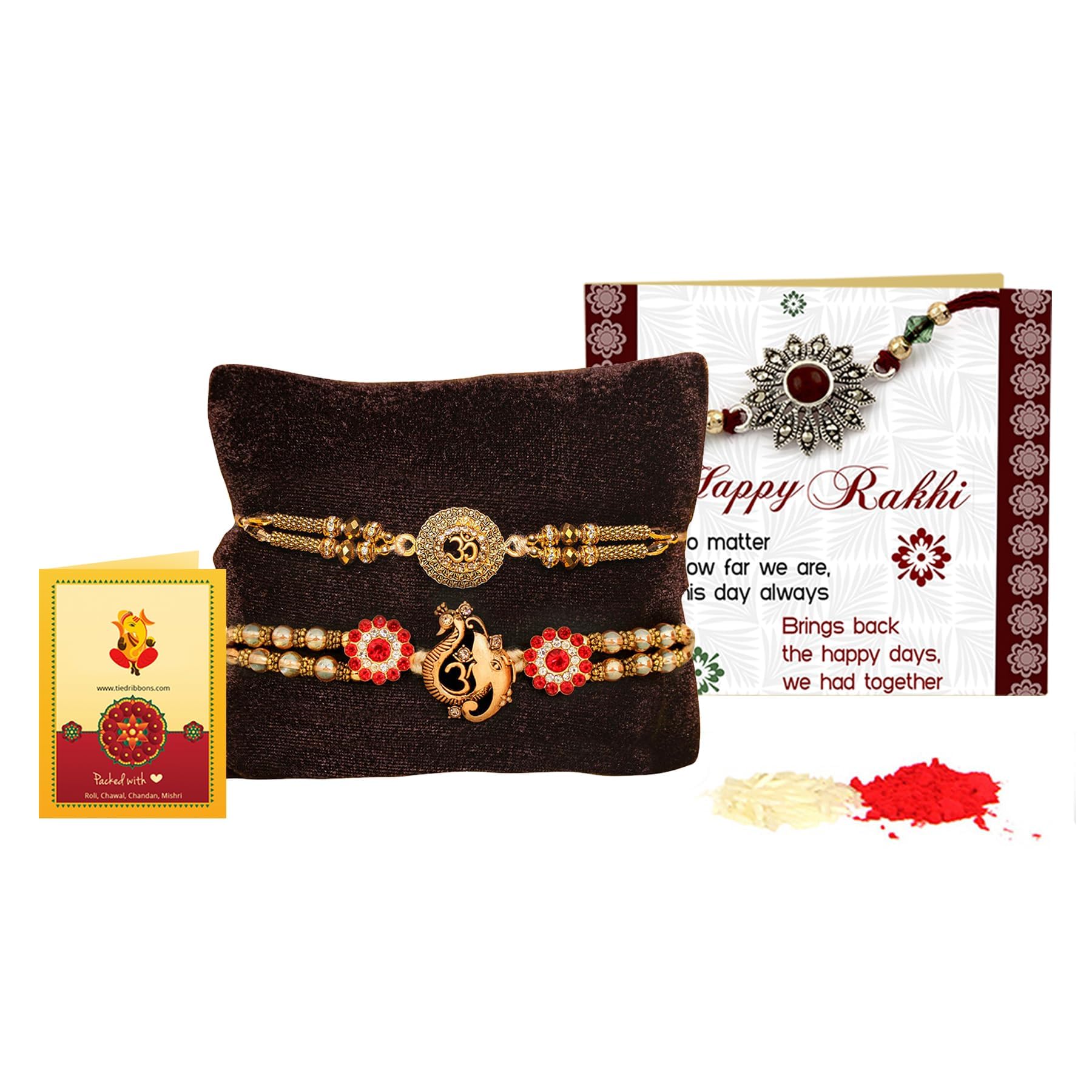 TIED RIBBONS Rakhi for Brother Set of 2 - Premium Om Ganesh Rakhi for Brother Men Bhaiya Kids Boys with Tikka and Greeting Card - Bracelet Rakhi for Brother (B0CBQ2W8FV) Amazon Price History, Amazon Price Tracker