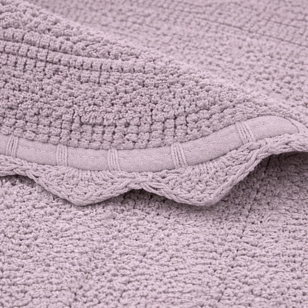 Royal Blaze Grey Crochet Bath Mat 100% Cotton Reversible Washable Plush Bathroom Rug, Small Oval 18"X26" Bath Rug
