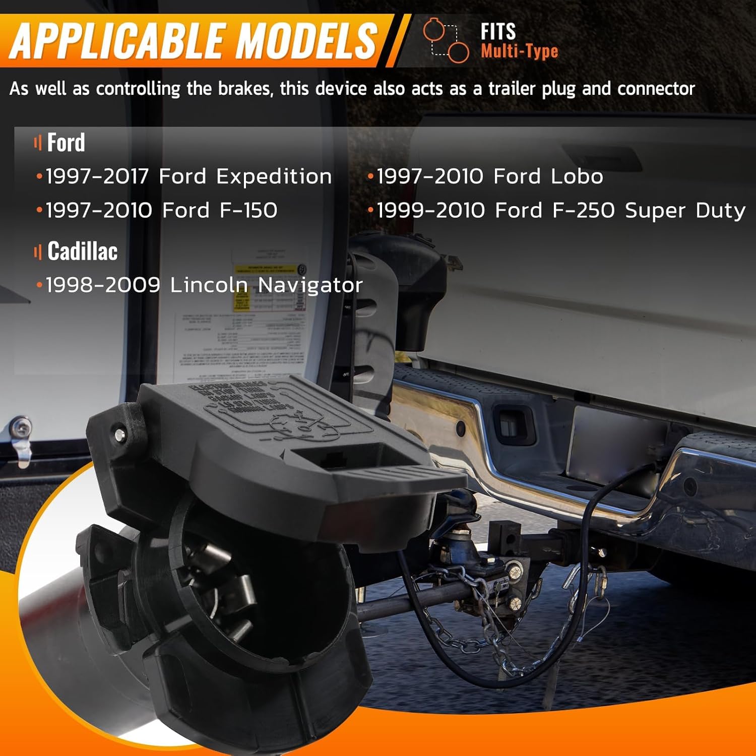 Trailer Brake Controller with Bluetooth Compatible with Ford F-150 Lobo Expedition & Lincoln Navigator 7 Pin Electric Trailer Connector 924-308