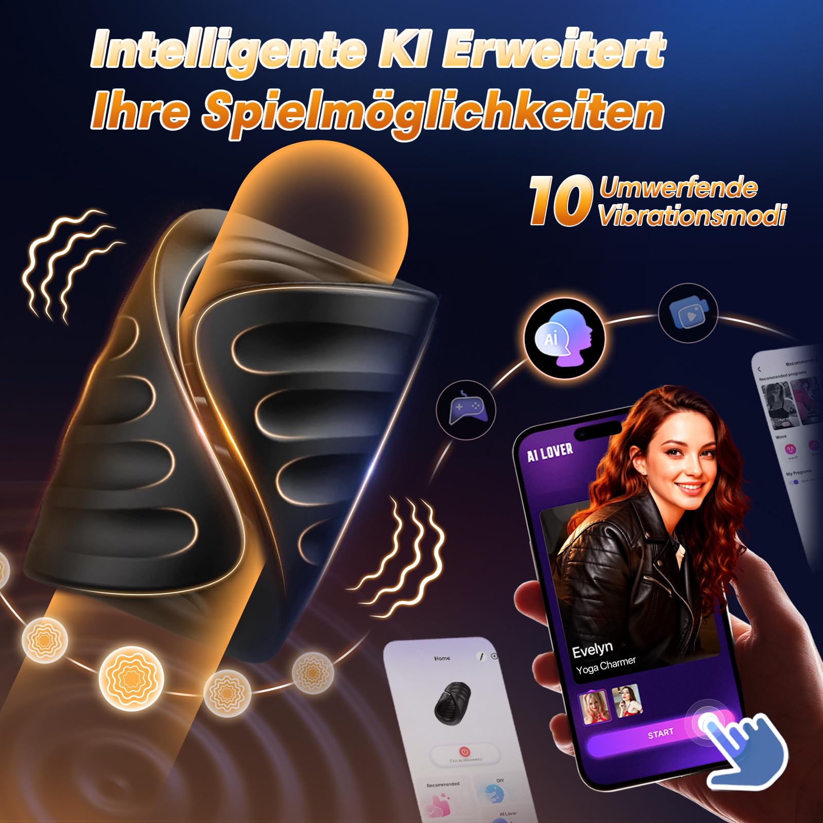 Masturbâteur Homme Mains Libres Sex toys avec 9 Vibrations & Contrôle APP, Masturbeuse Homme Masturbateurs Masculins Sex Toýs Suceur automatique sextoy Masculinsentraîneur