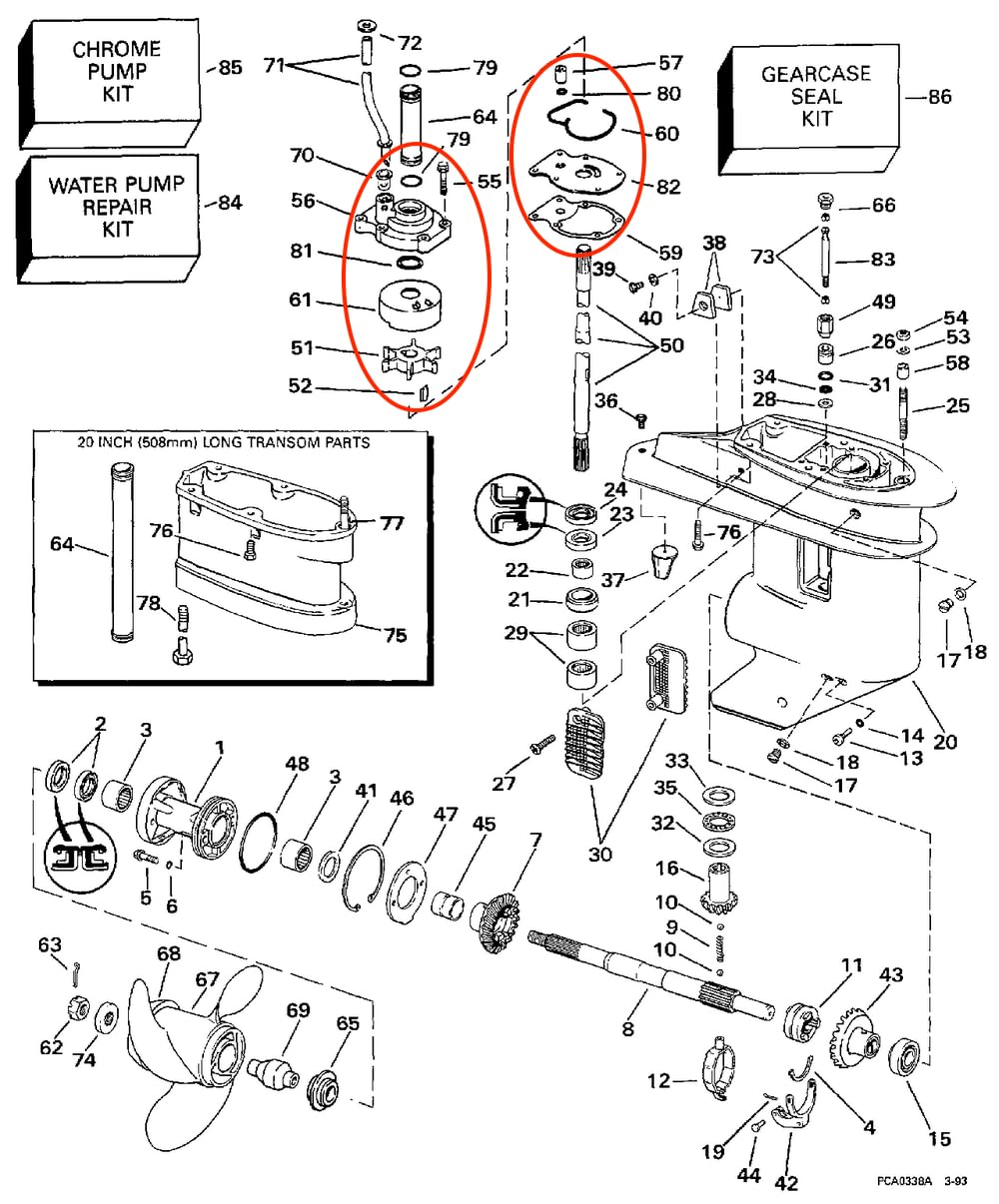 Kit Réparation Pompe à Eau Pour Johnson Evinrude 20/25/30/35 Ch – Compatible N°393630 – Turbine, Joints Et Boulons Inclus
