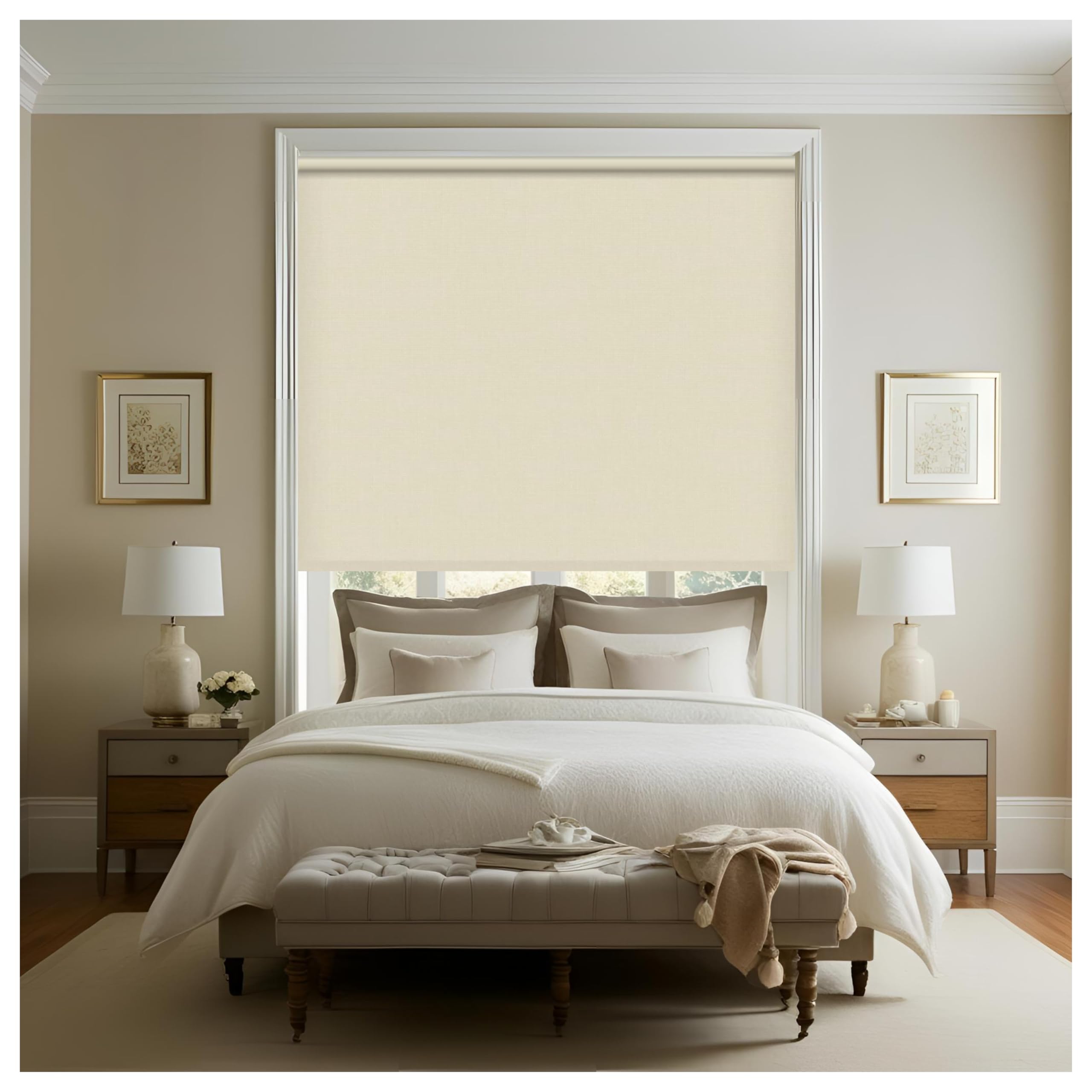 Thermal Insulated Blackout Fabric Roller Blinds, Easy Fit Room Darkening Shades Fittings Included Cappuccino (Width 180cm x Length 165cm, Thermal Blackout, Cappuccino) (BK004) — image 1