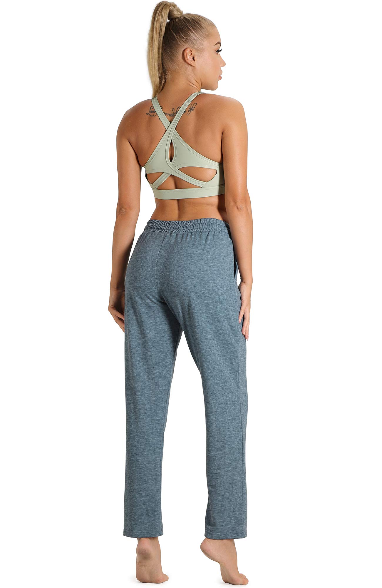 icyzone Damen Jogginghose Sweathose Lang Sporthose Freizeithose geradem Bein Hose mit Tunnelzug