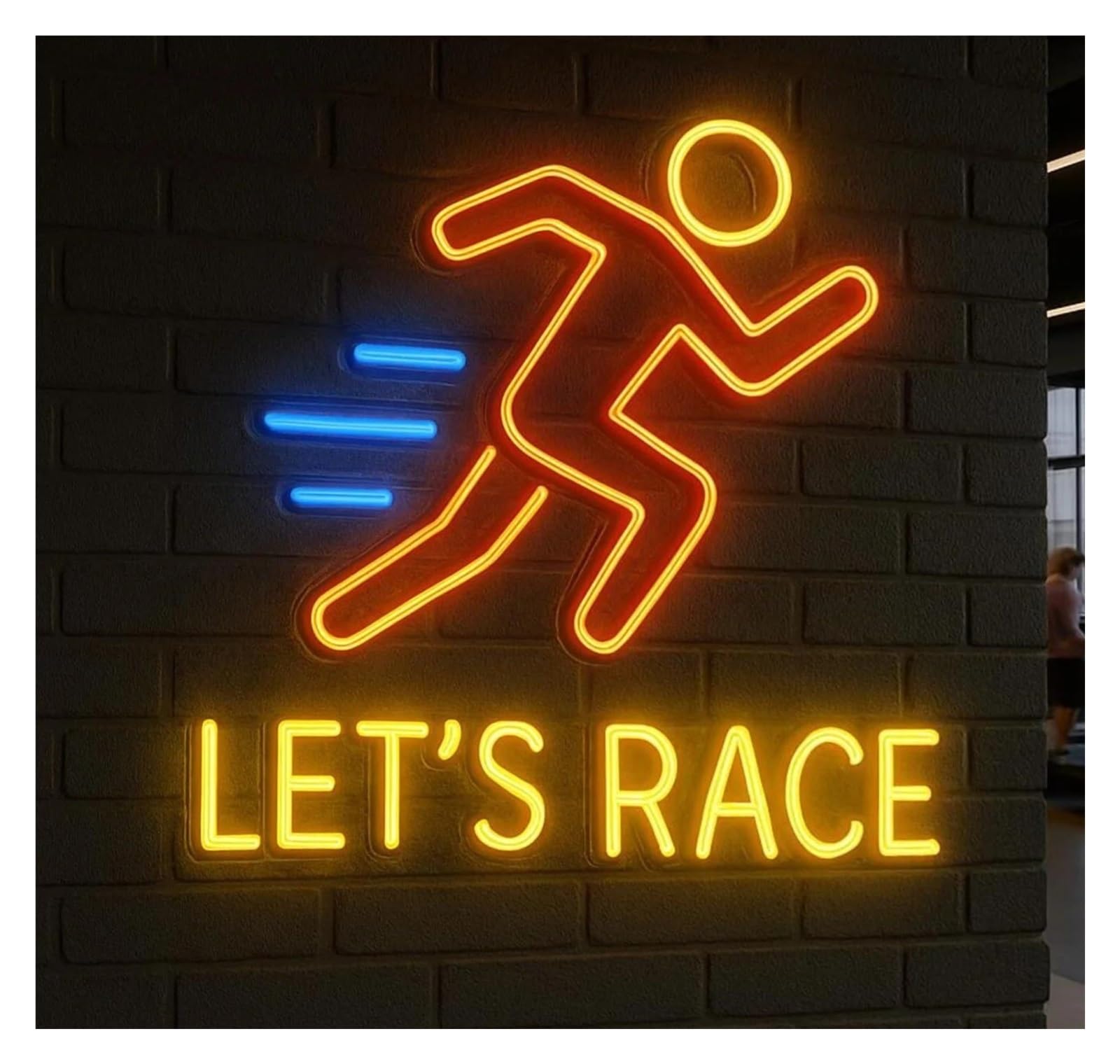 SHOUXI Sign Lamp Let's Race Neon Sign Dimmable for Party,Gym,Fitness Club,Game Room Decor Atmosphere Wall Decoration 50cm(A)
