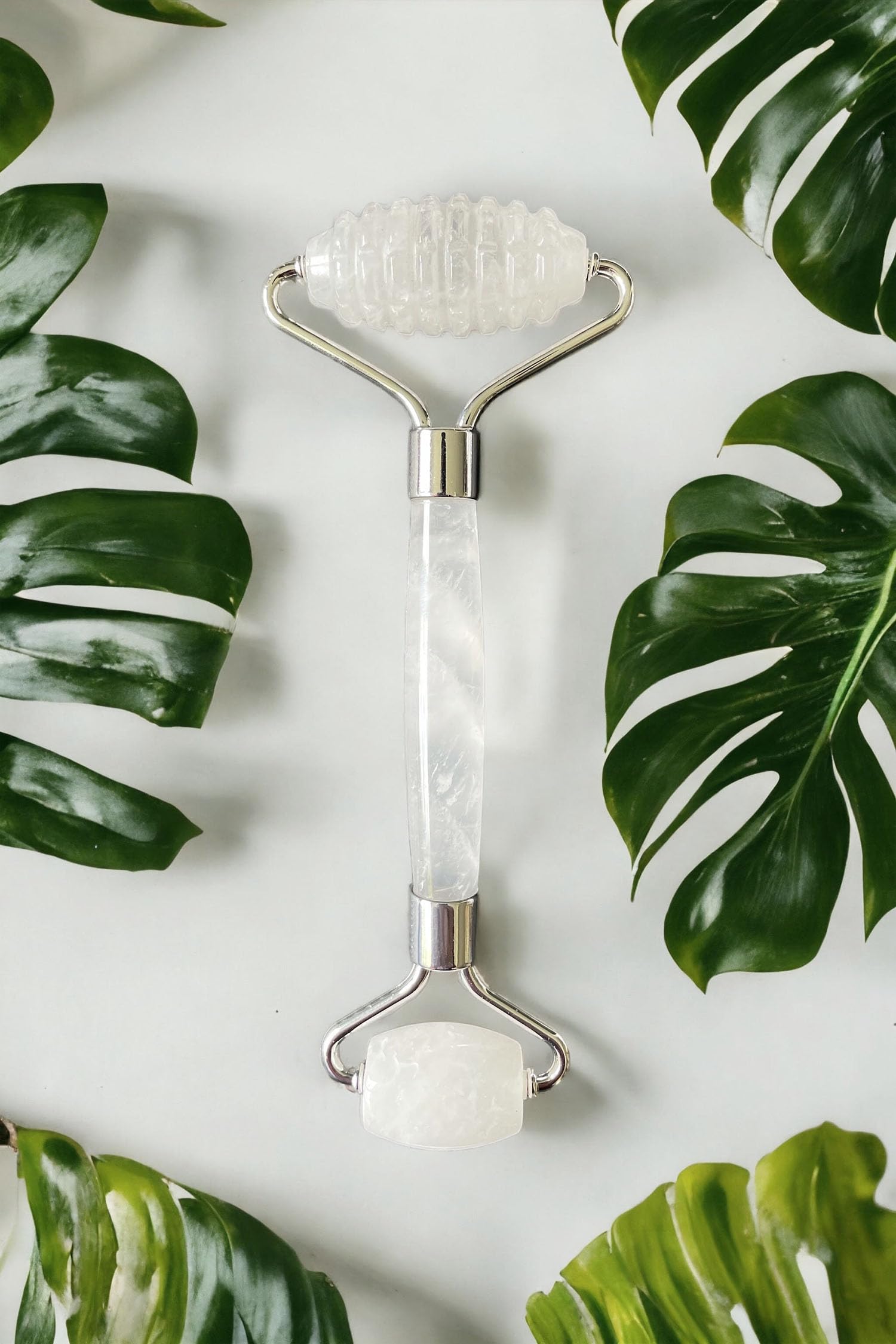 Juego de rodillo de piedra de jade de cristal 100% real y gua sha con suero de vitamina C, ideal para tratamiento de hinchazón de ojos, estiramiento de la piel, antienvejecimiento, rejuvenece cara y