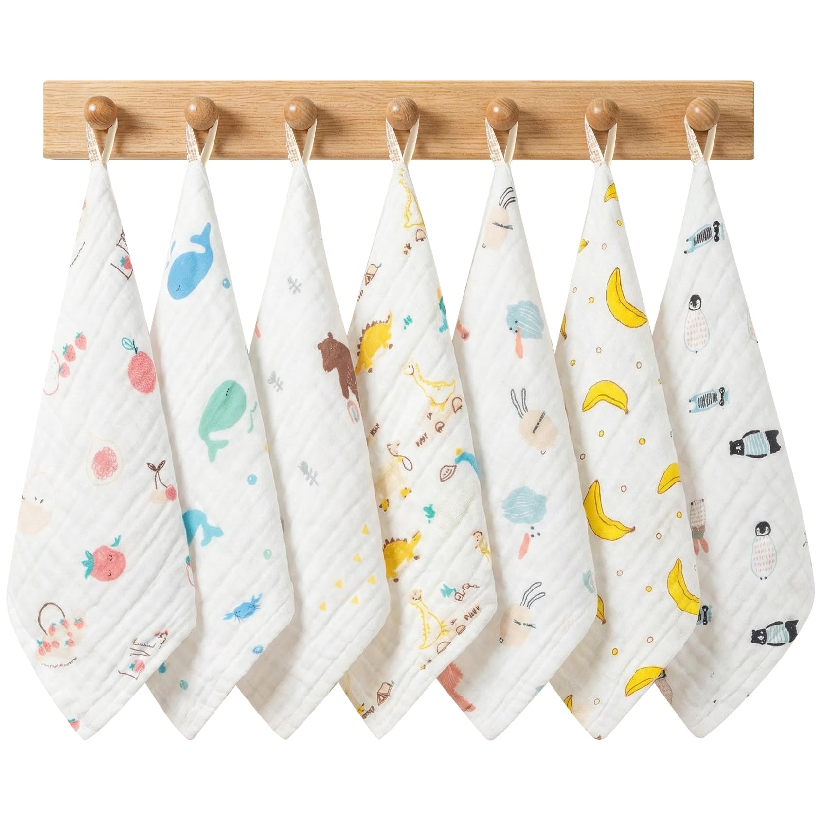 7 Pack Baby Muslin Washcloths Newborn Baby Face Towel Drool Bib Wash Cloths Handkerchief Saliva Wipes For Toddlers Boys Girls Alboyi