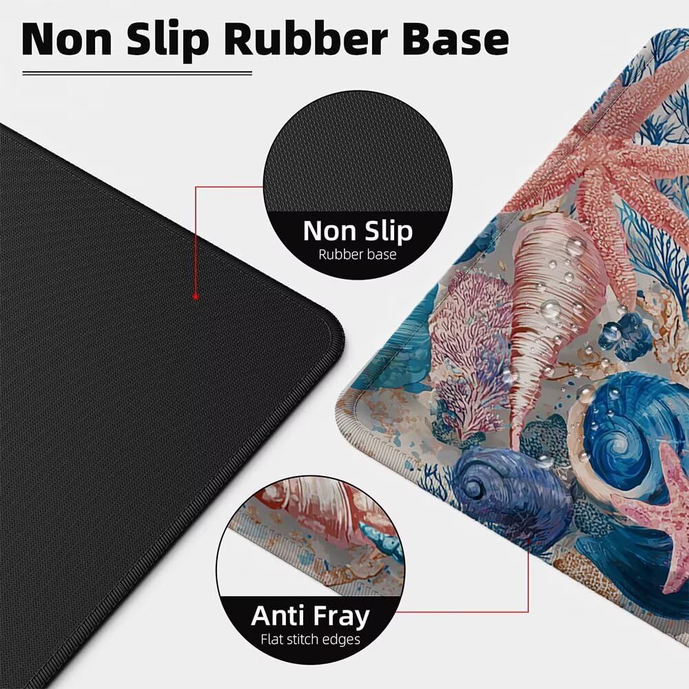 Alfombrilla Ratón XXL 1600x800x3 mm Mouse Pad Grande Gaming Estrella De Mar Alfombrilla Escritorio,Tapete Escritorio con Bordes Cosidos, Impermeable Antideslizante Ordenador Desk Mat, Oficina zj-483