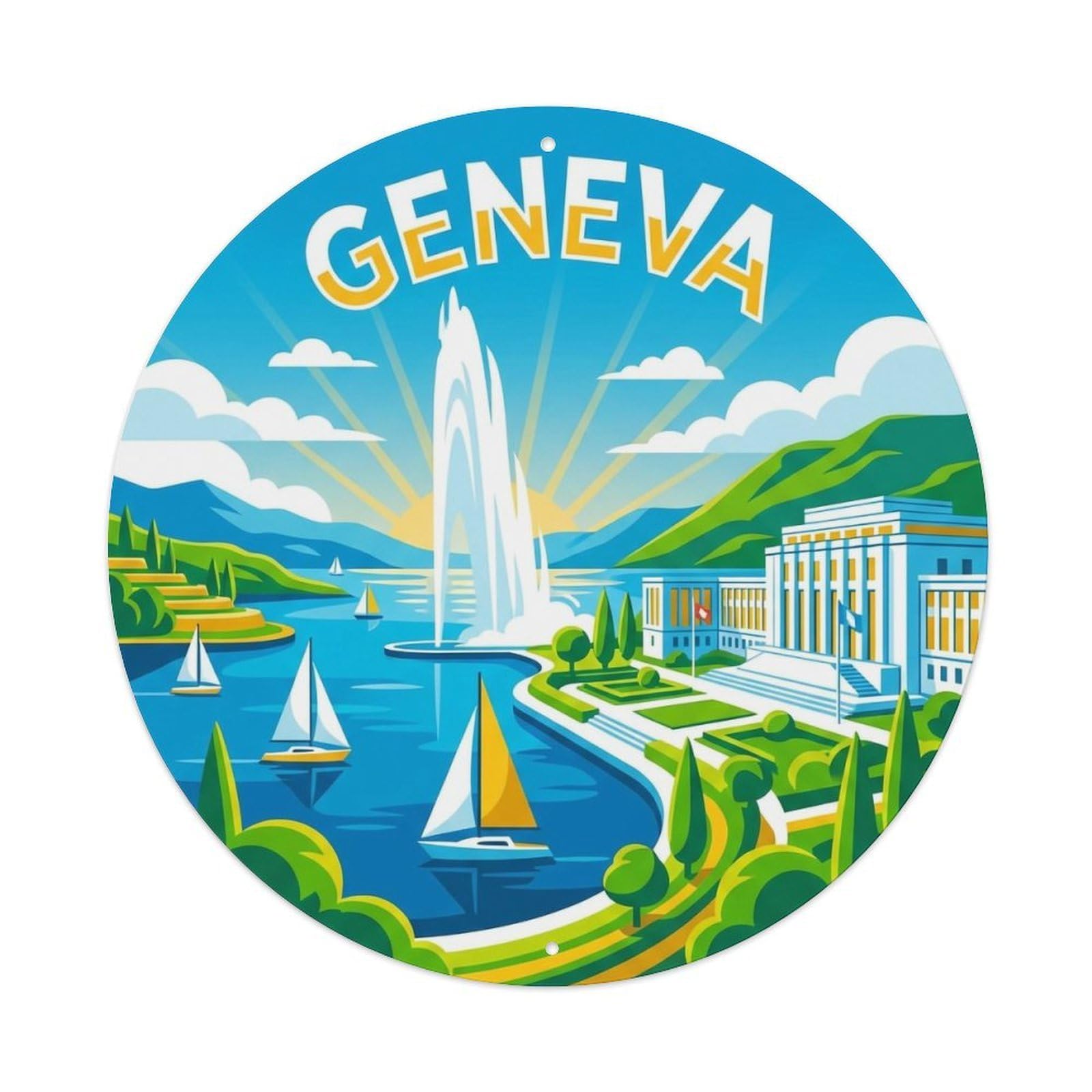 Retro Travel Switzerland Geneva Metal Tin Sign