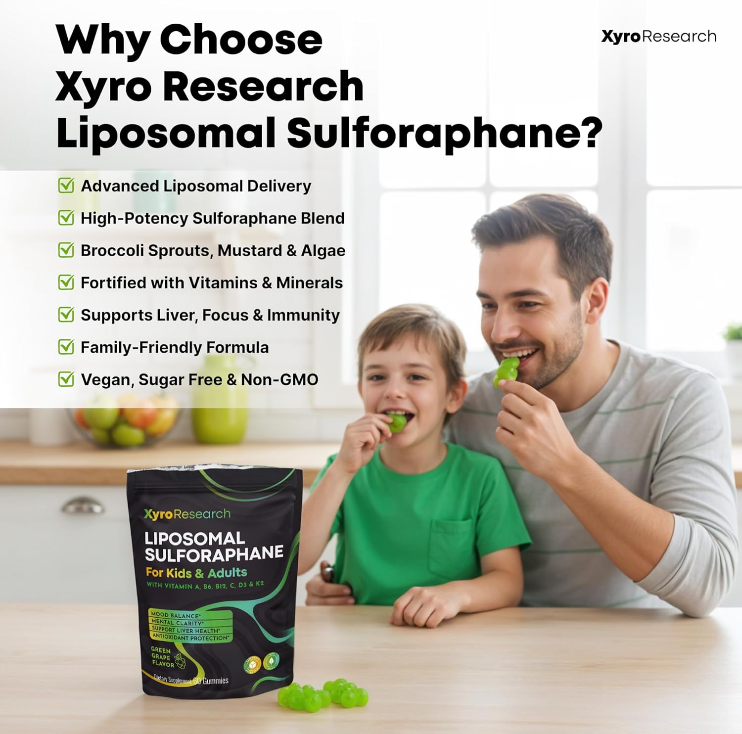 Liposomal Sulforaphane Gummies - 150mg Broccoli Sprout Extract with Vitamins Supplement for Kids Adults - Antioxidant Cellular Health & Liver Detox Support - Non-GMO Vegan Sugar-Free - Image 5