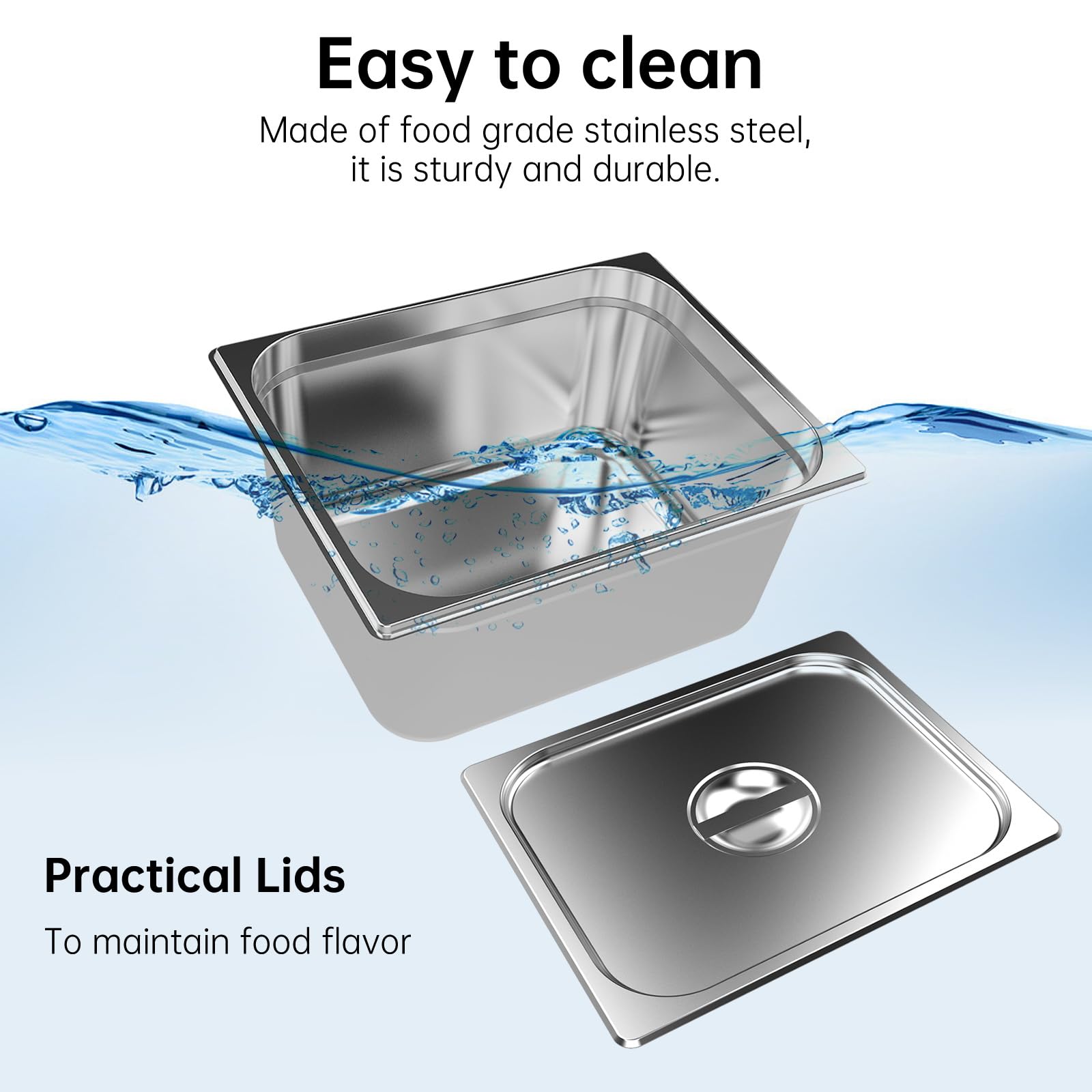 Valgus Commercial Bain Marie Buffet Scaldavivande in Acciaio Inox 2 sezioni 18L Tavolo a Vapore con Coperchio e Rubinetto per casa e ristoranti