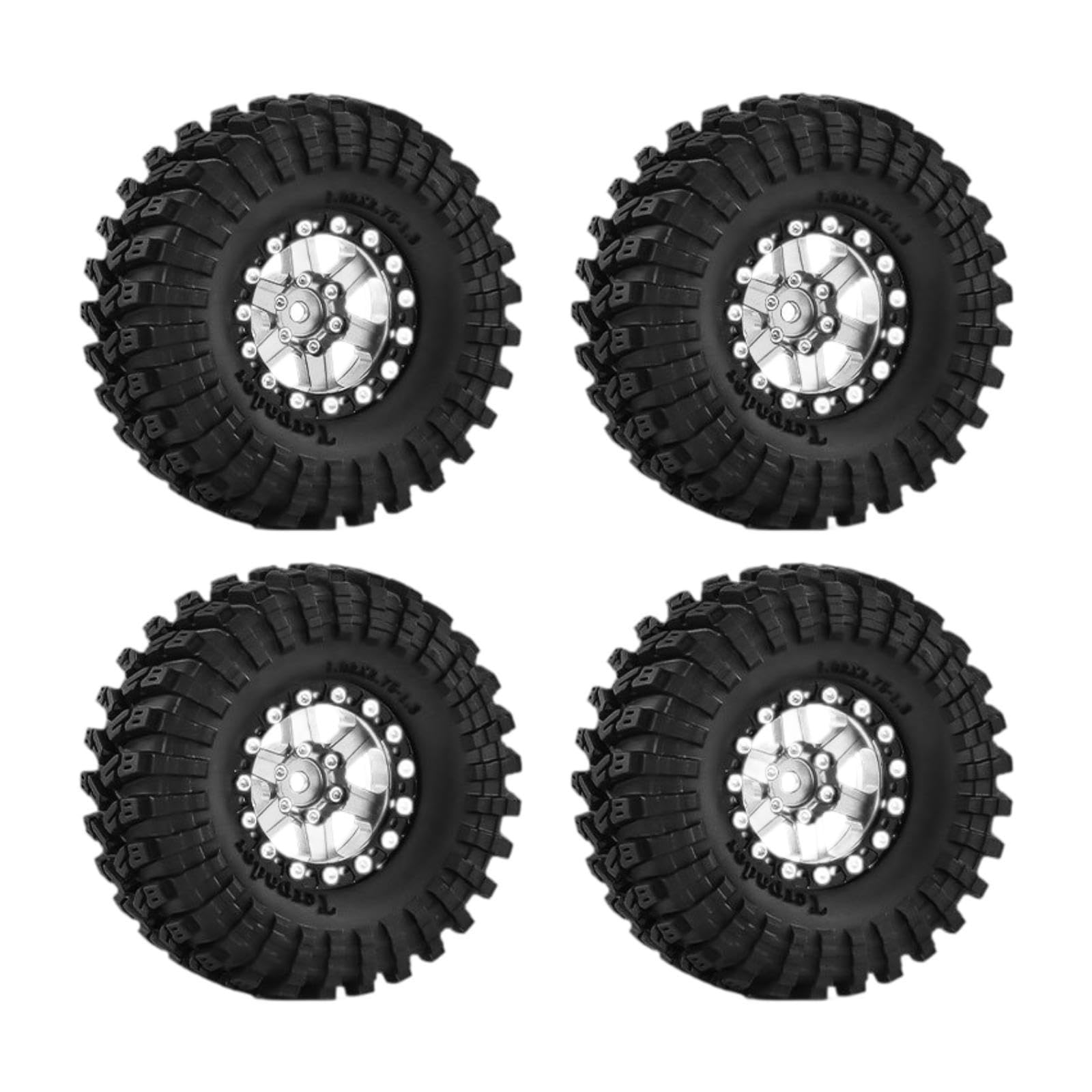 4 Pezzi Ruote Auto Giocattolo Pneumatici Parti Ricambio RC Resistenti in Alluminio Adatti per Modellismo Manutenzione Auto Radiocomandate, Argento